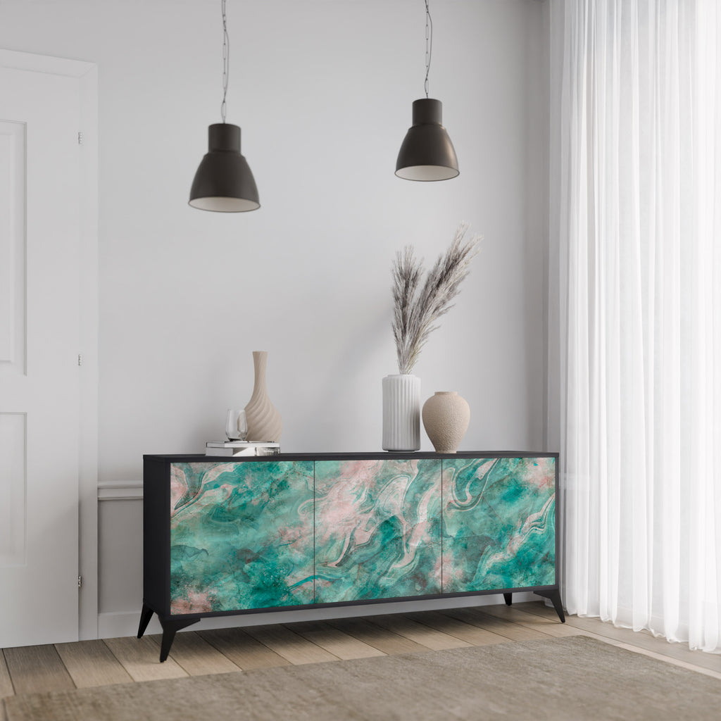 ABSTRACT ALCHEMY 3-Door Sideboard in Black Finish