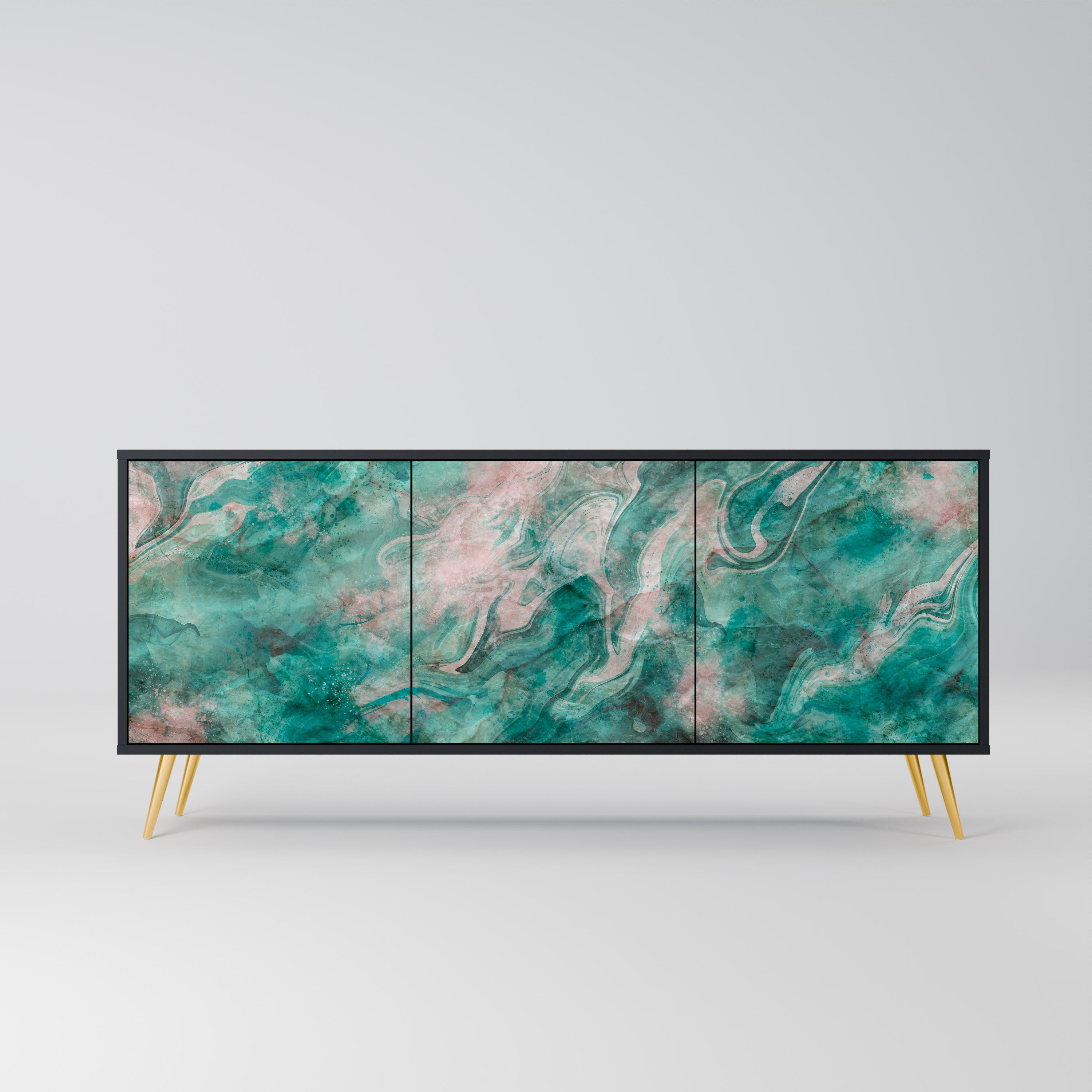 ABSTRACT ALCHEMY 3-Door Sideboard in Black Finish