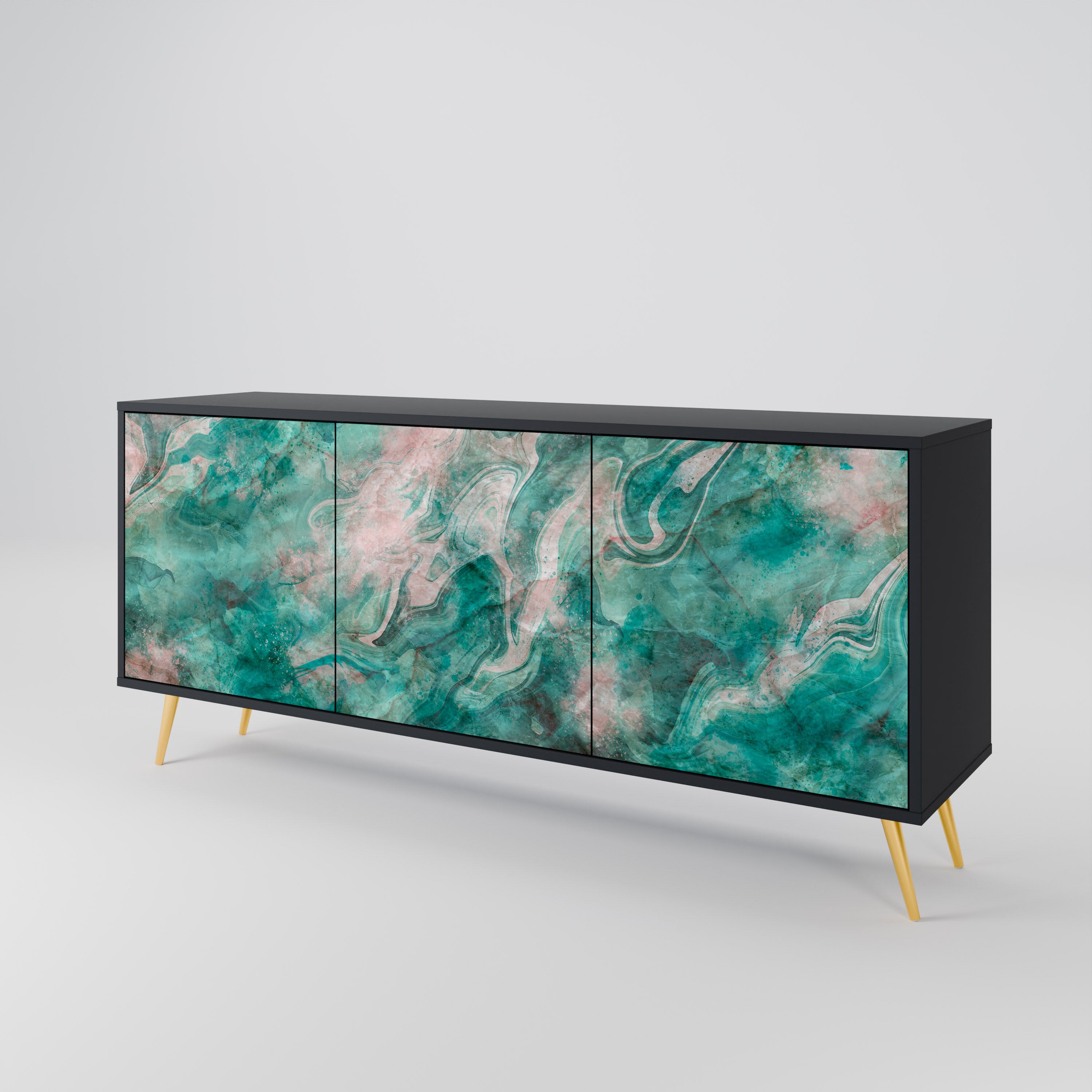 ABSTRACT ALCHEMY 3-Door Sideboard in Black Finish