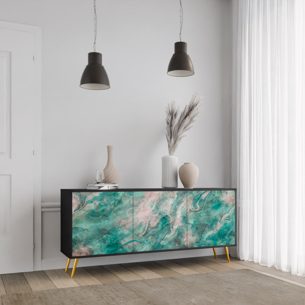 ABSTRACT ALCHEMY 3-Door Sideboard in Black Finish
