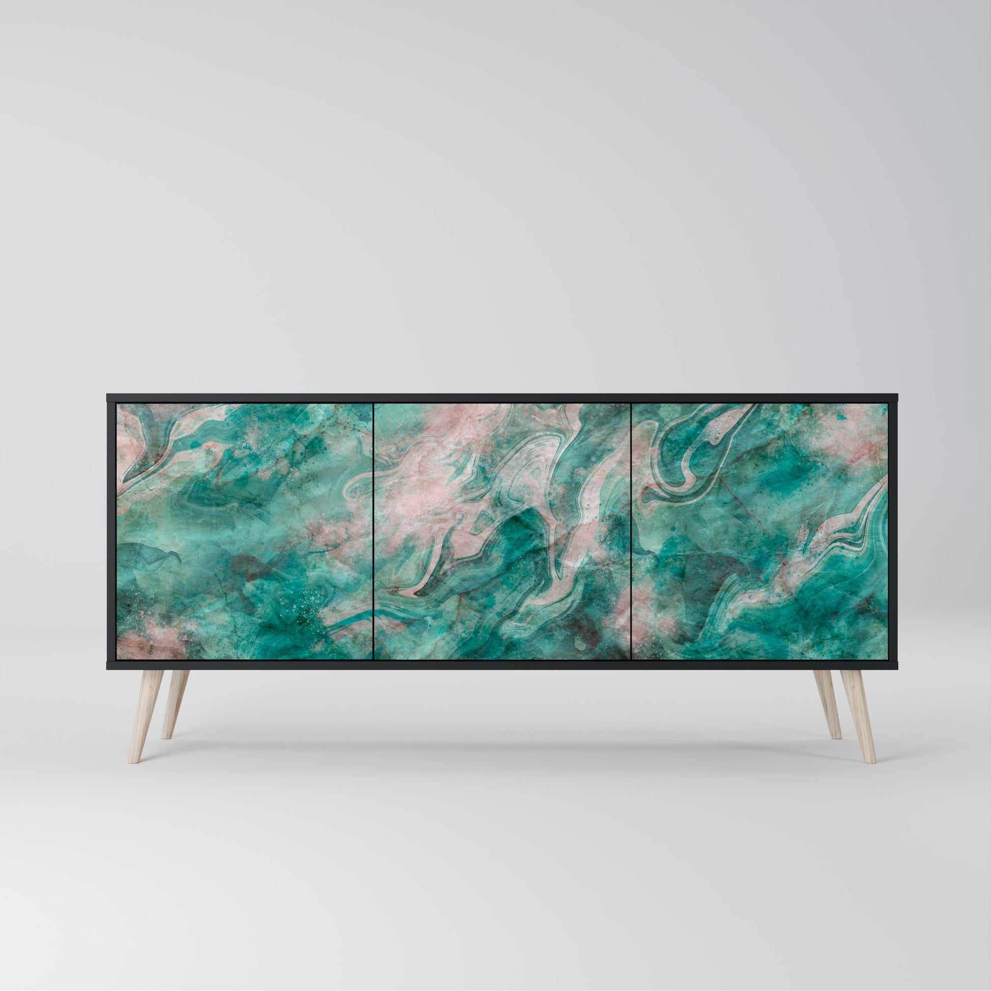 ABSTRACT ALCHEMY 3-Door Sideboard in Black Finish