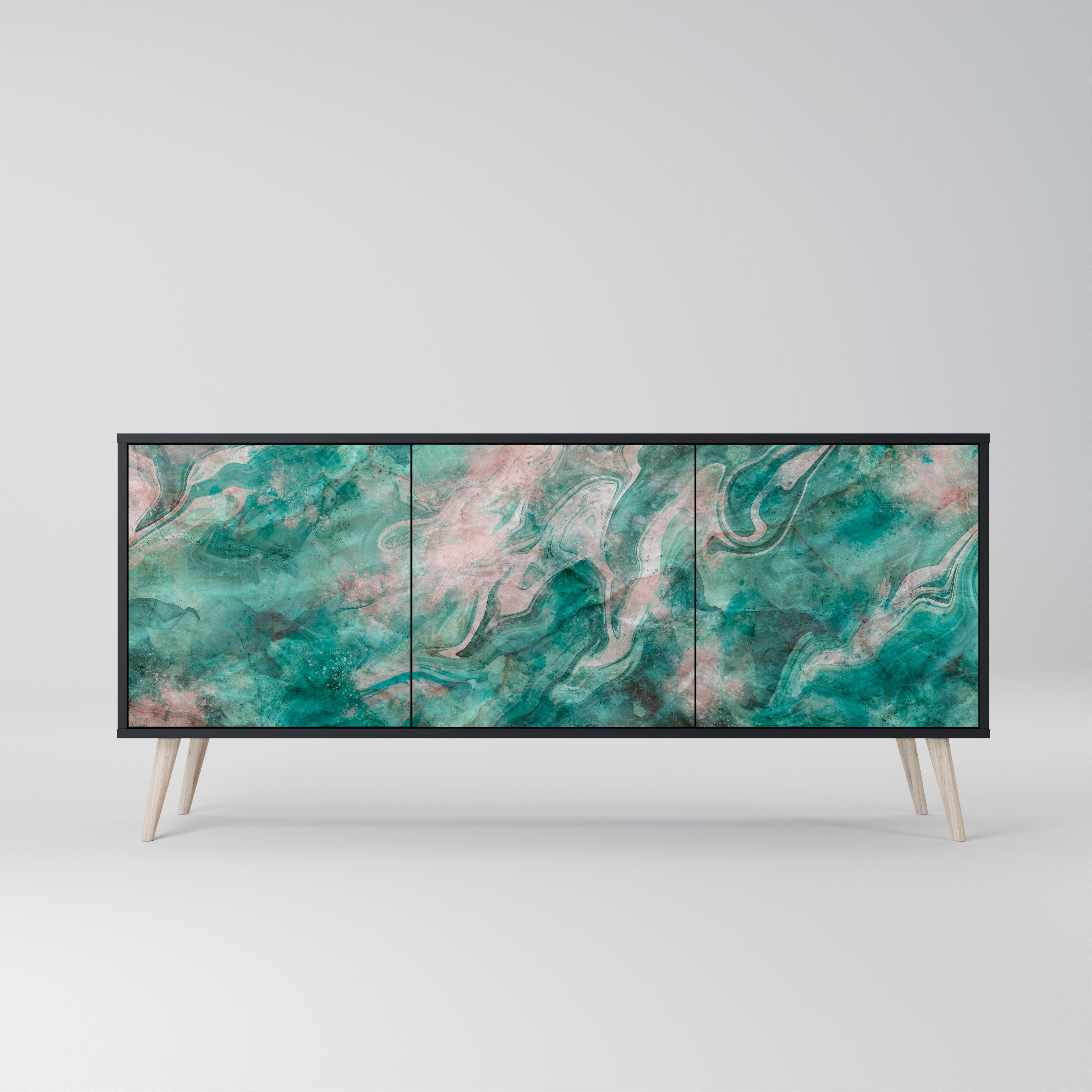 ABSTRACT ALCHEMY 3-Door Sideboard in Black Finish