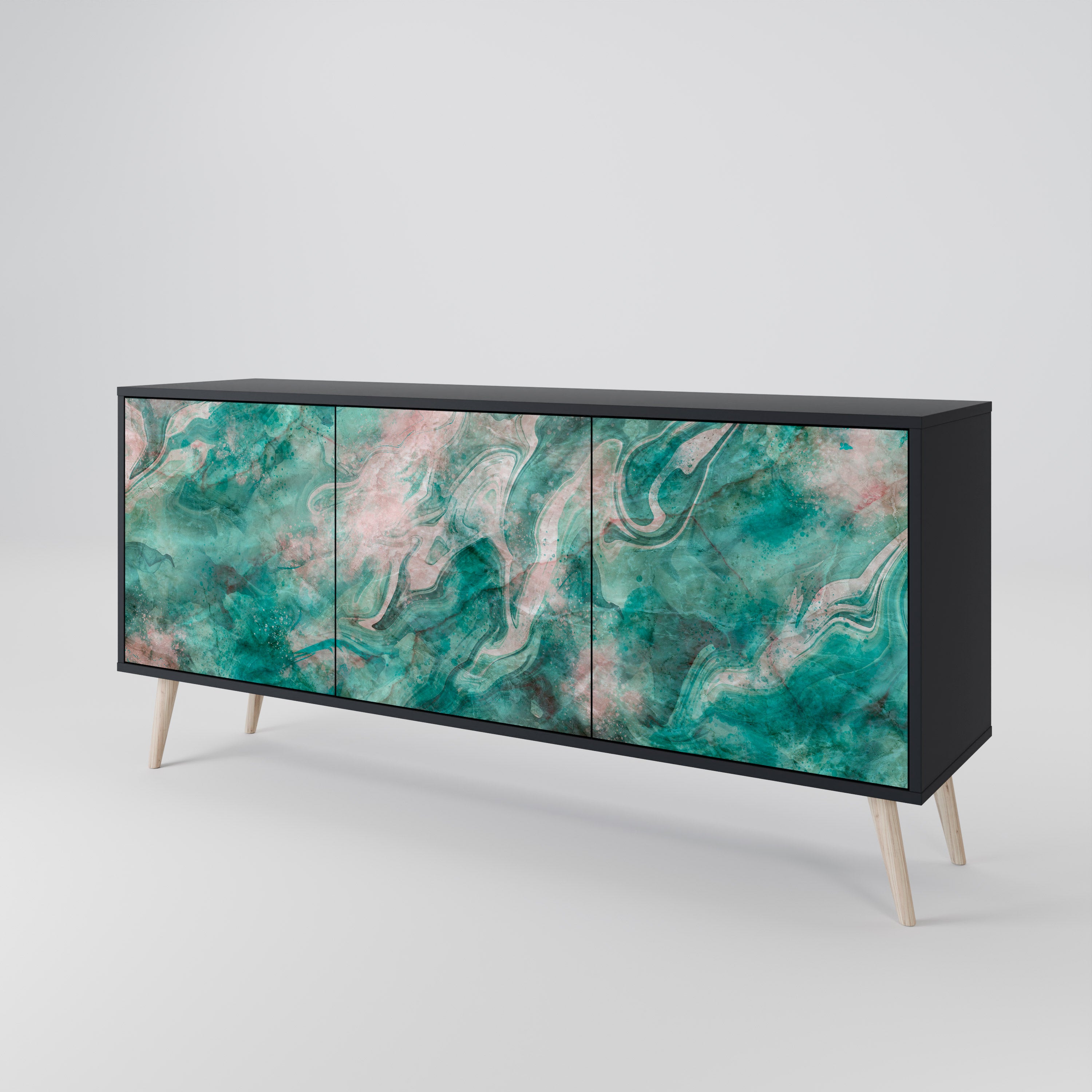 ABSTRACT ALCHEMY 3-Door Sideboard in Black Finish