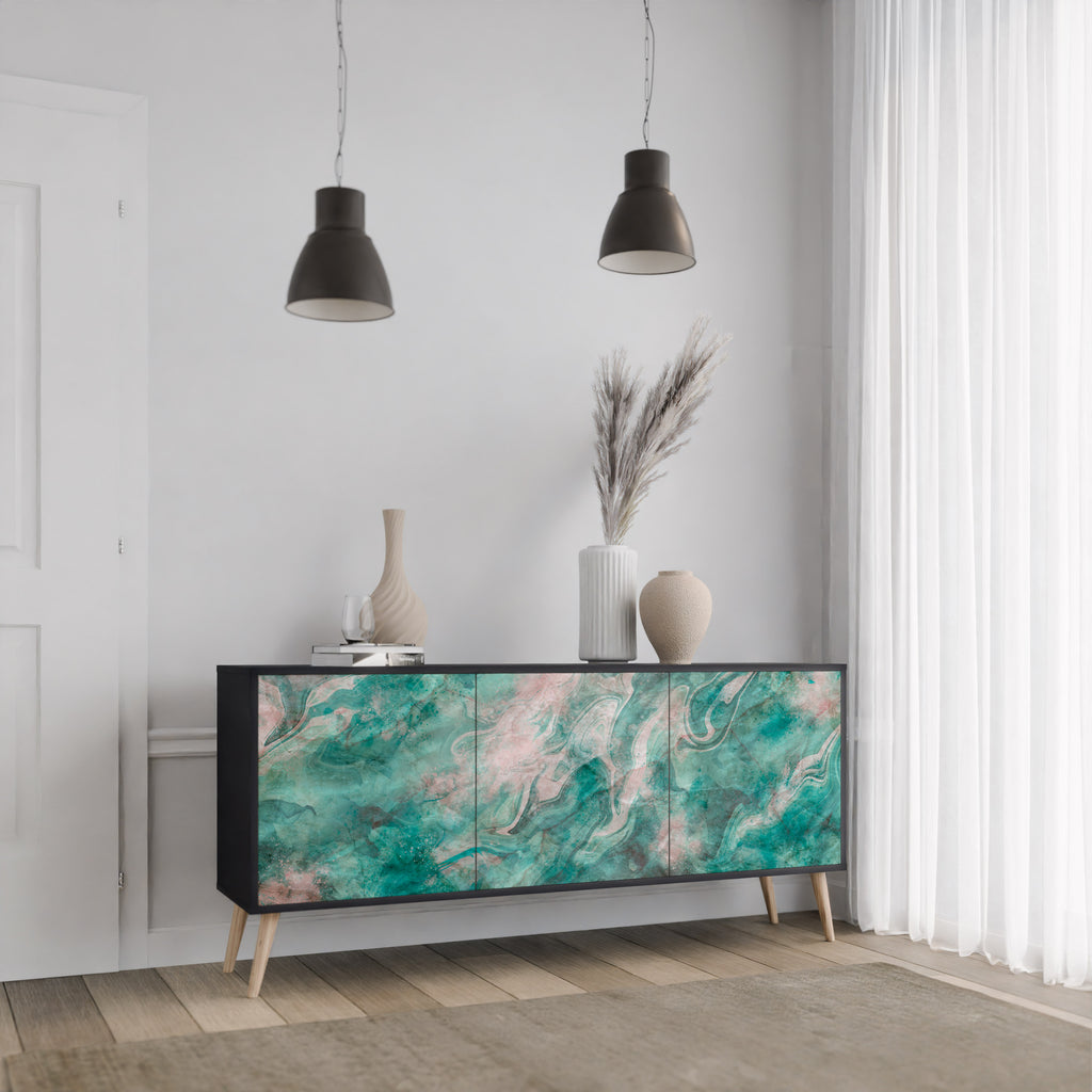 ABSTRACT ALCHEMY 3-Door Sideboard in Black Finish