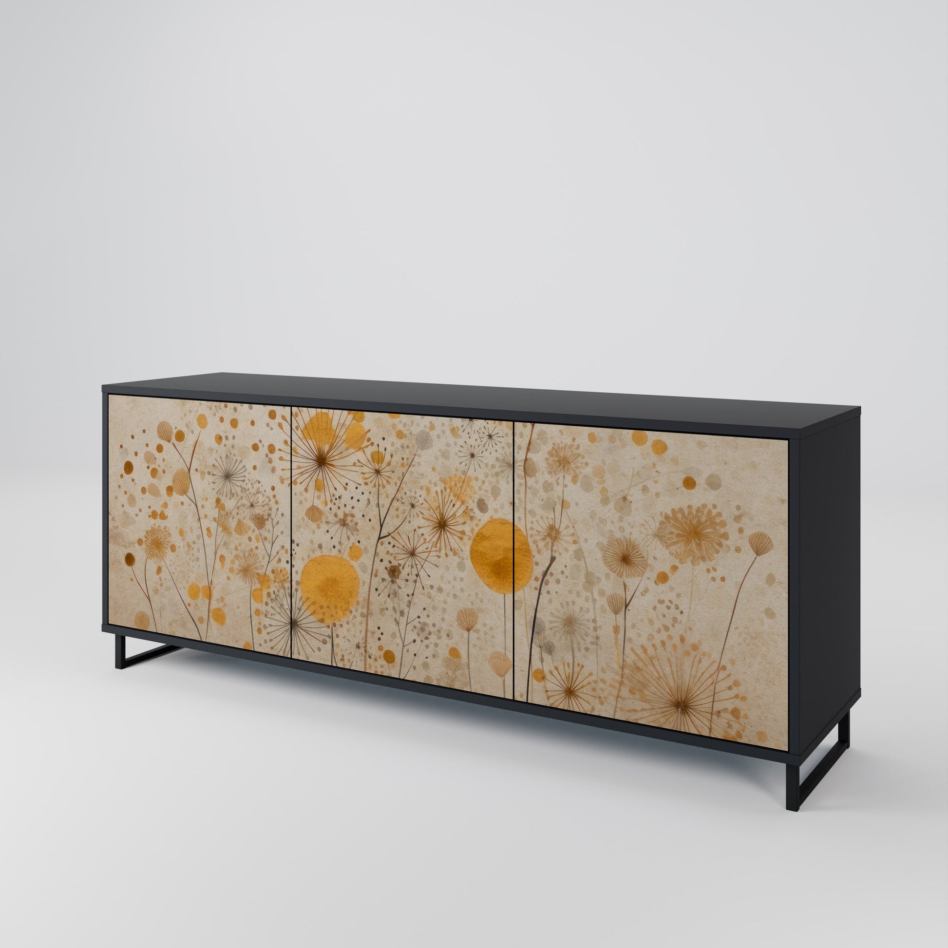MORNING GLADE 3-Door Sideboard in Black Finish