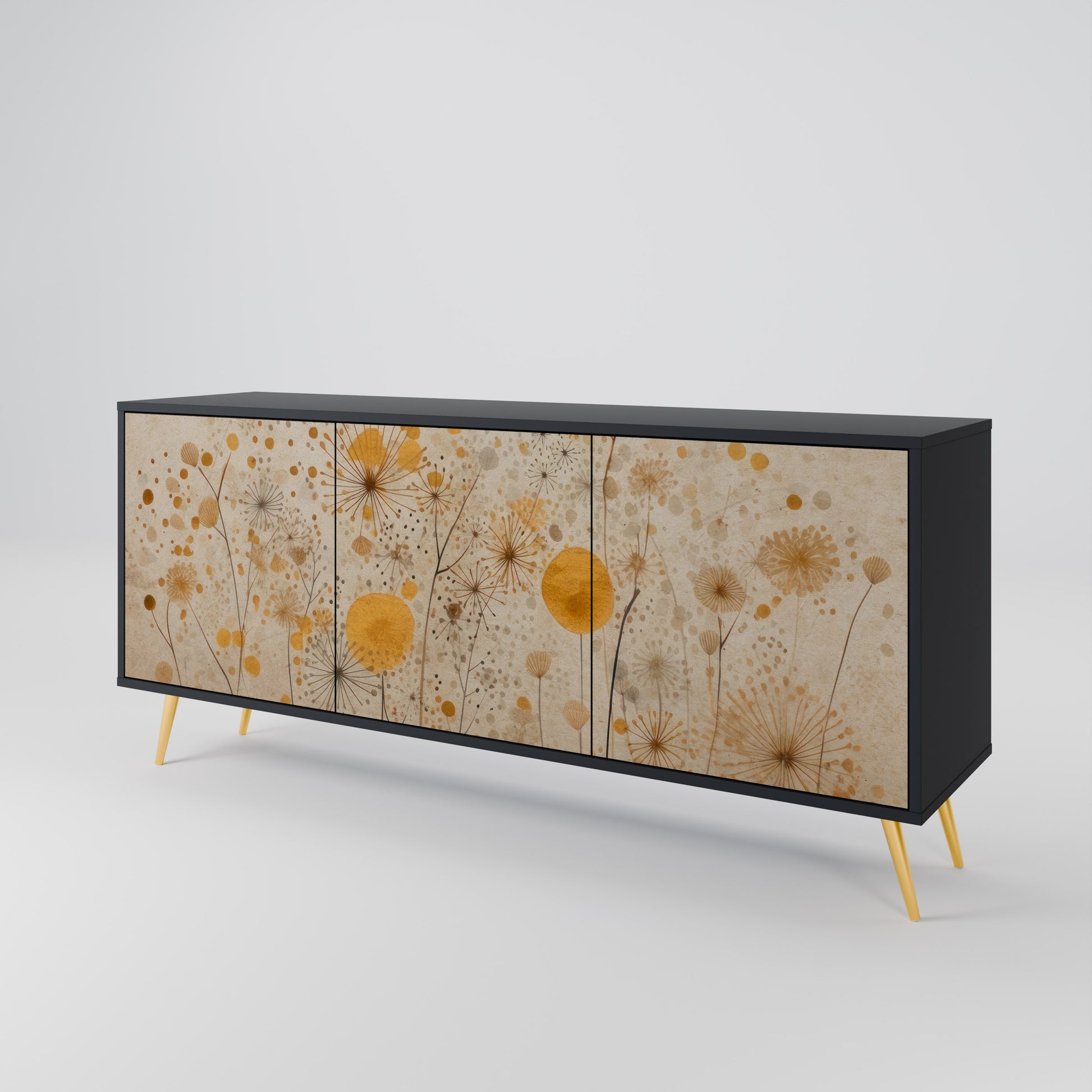 MORNING GLADE 3-Door Sideboard in Black Finish