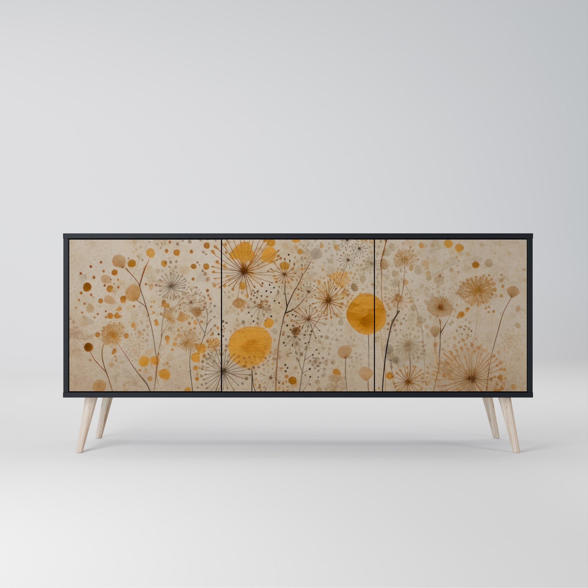 MORNING GLADE 3-Door Sideboard in Black Finish