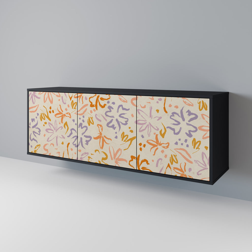 SPRING WHIMSY 3-Door Sideboard in Black Finish