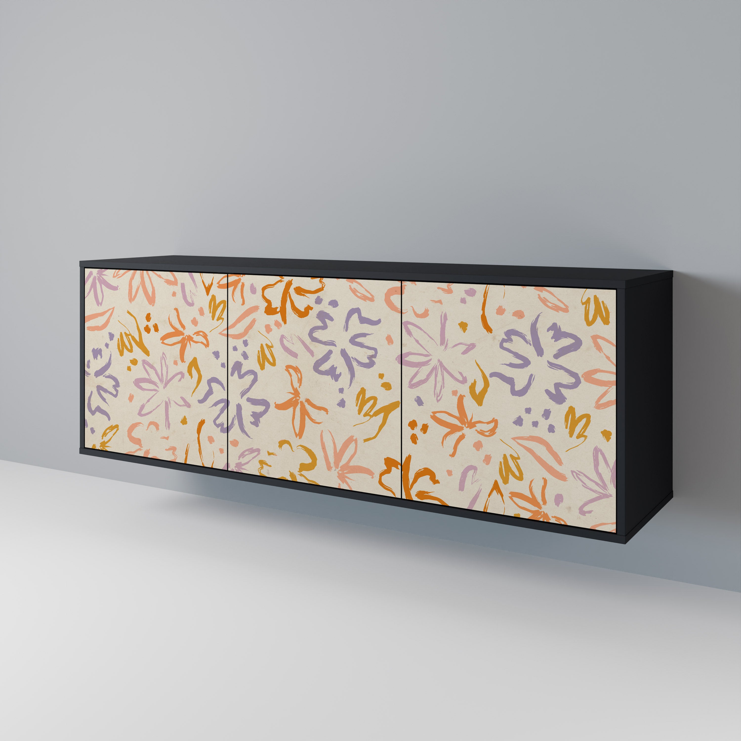 SPRING WHIMSY 3-Door Sideboard in Black Finish