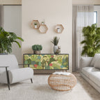 SUCCULENTS KALEIDOSCOPE Aparador de 3 Puertas en Acabado Negro