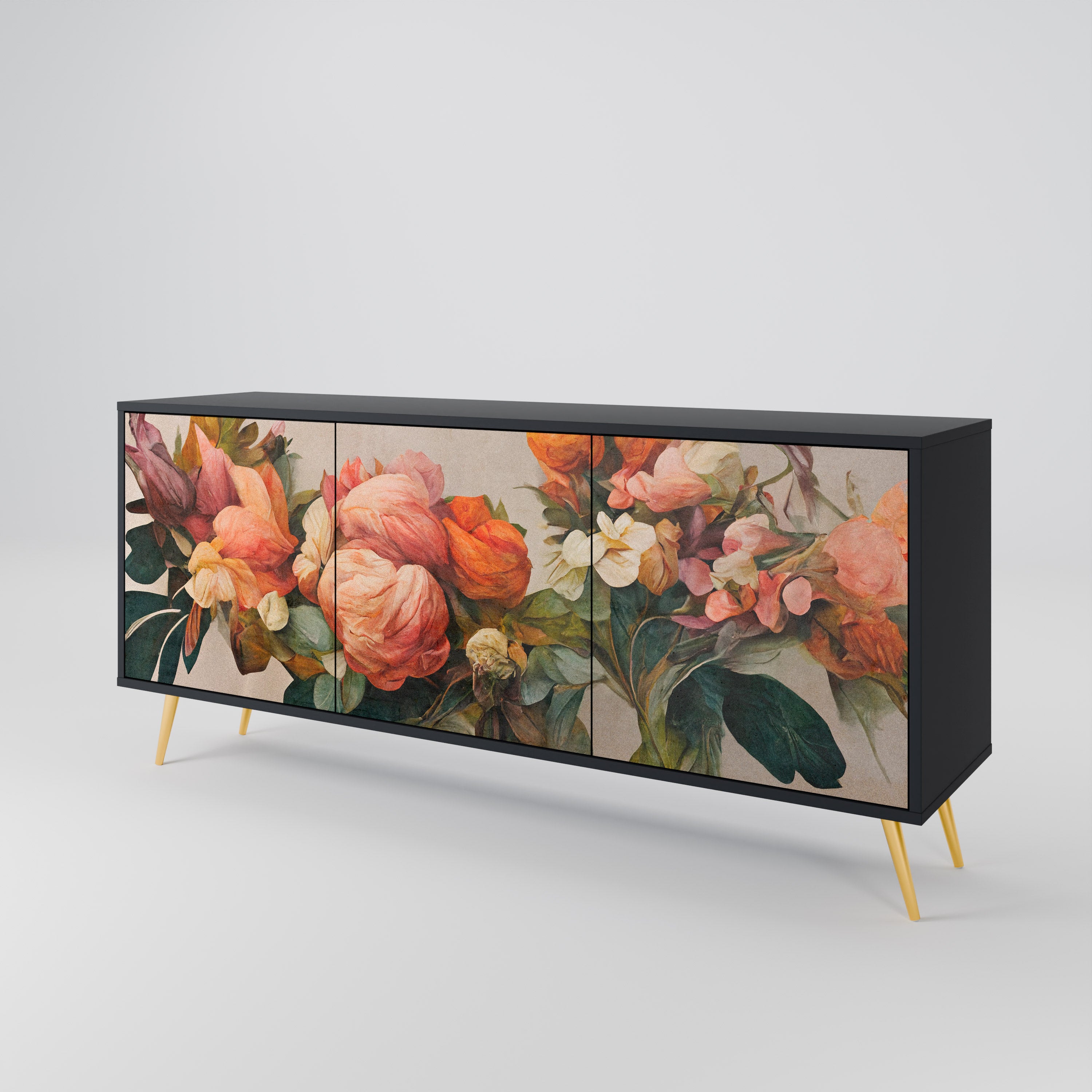 STYLISH BEAUTY 3-Door Sideboard in Black Finish