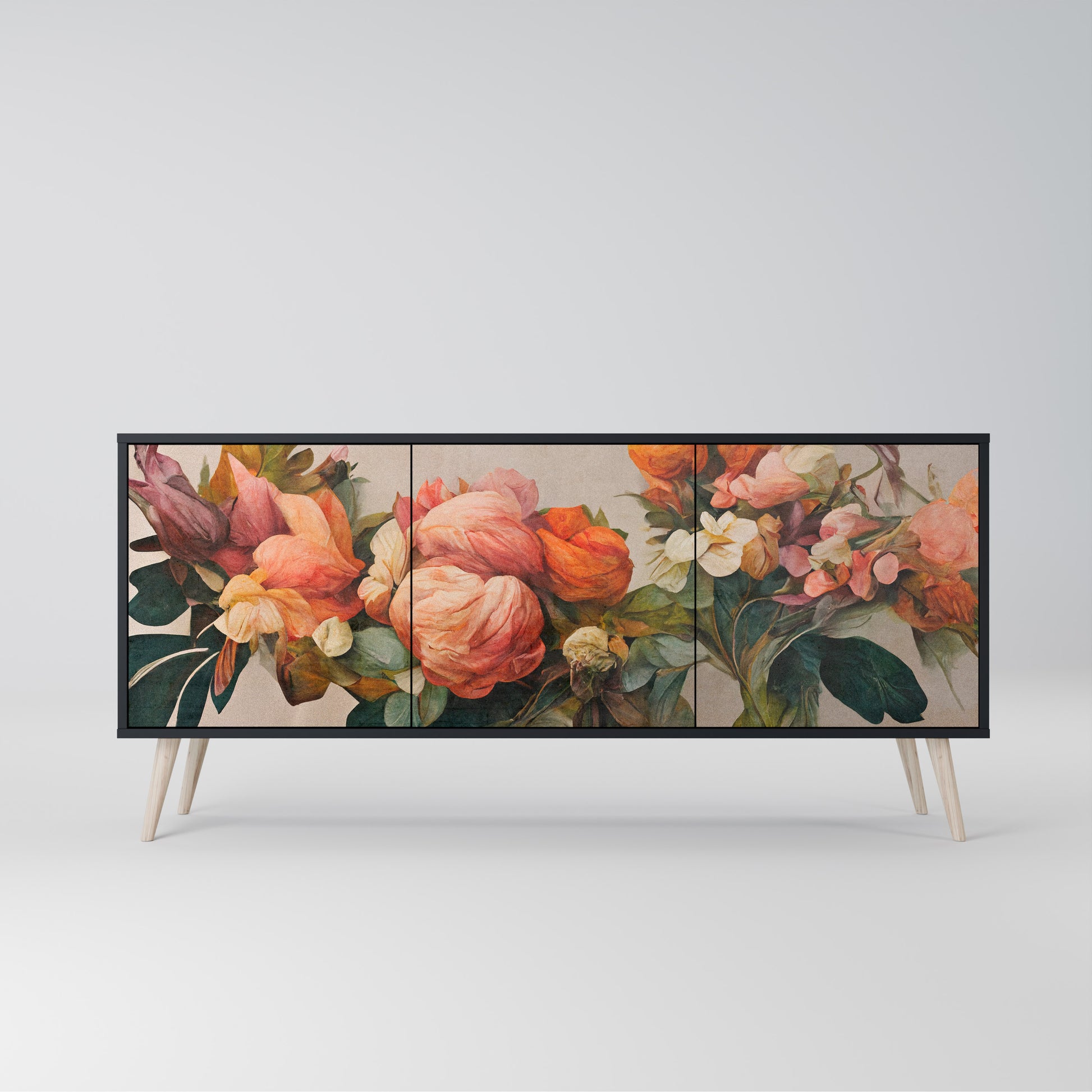 STYLISH BEAUTY 3-Door Sideboard in Black Finish