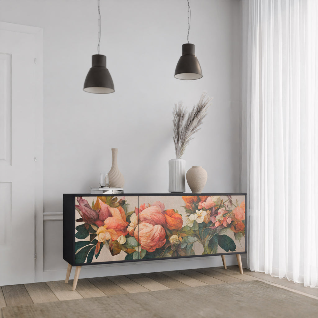 STYLISH BEAUTY 3-Door Sideboard in Black Finish
