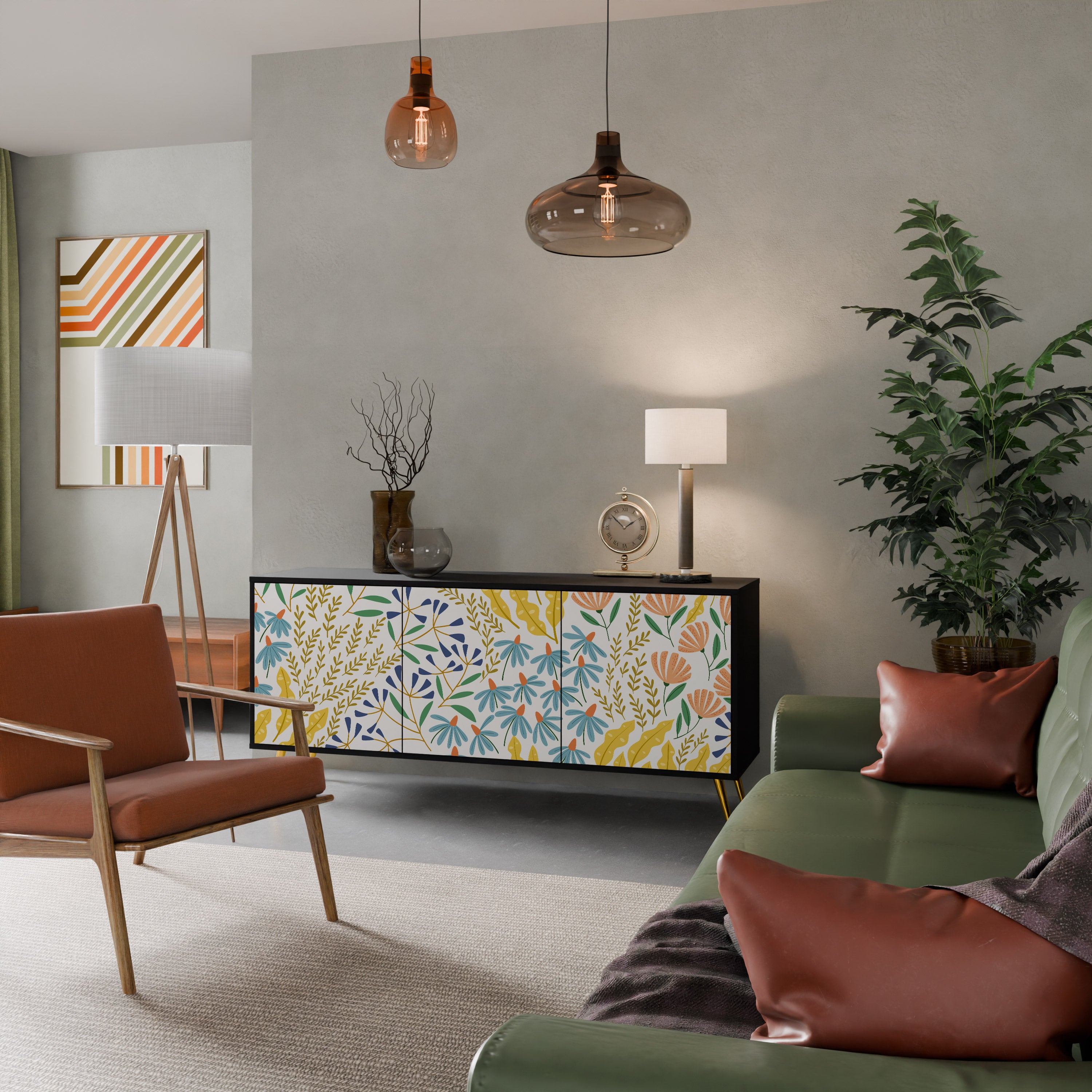 HELLO SPRING 3-Door Sideboard in Black Finish