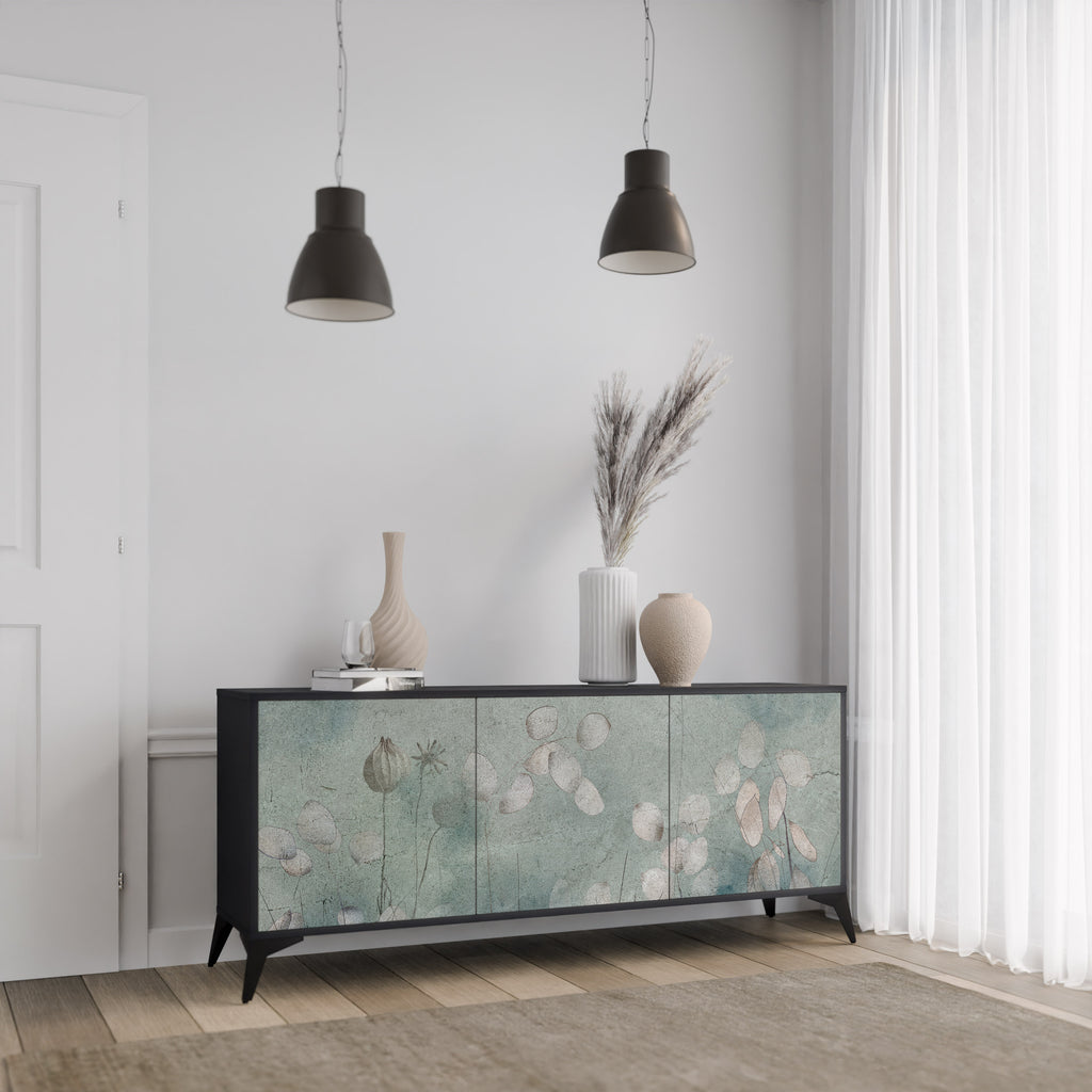 NIGHT LADY 3-Door Sideboard in Black Finish