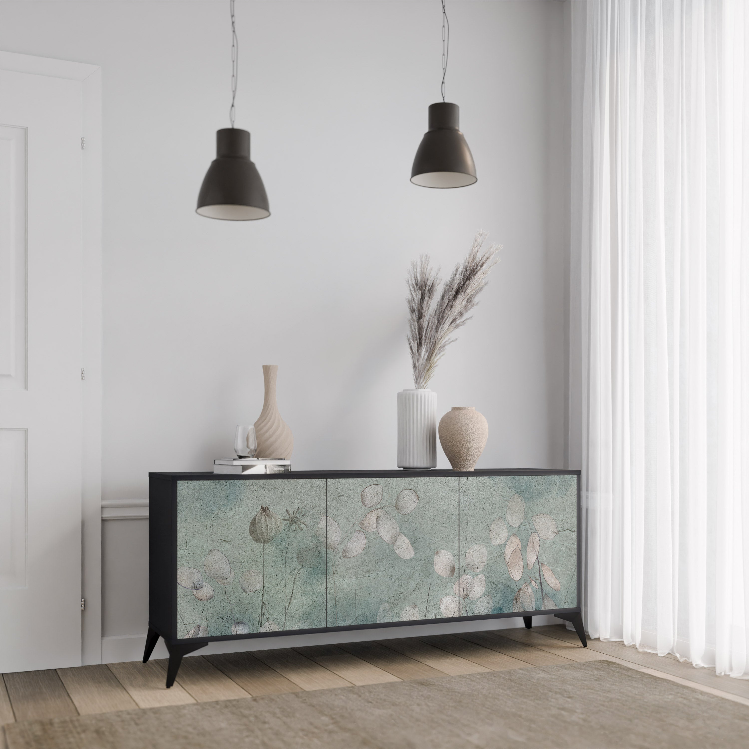 NIGHT LADY 3-Door Sideboard in Black Finish