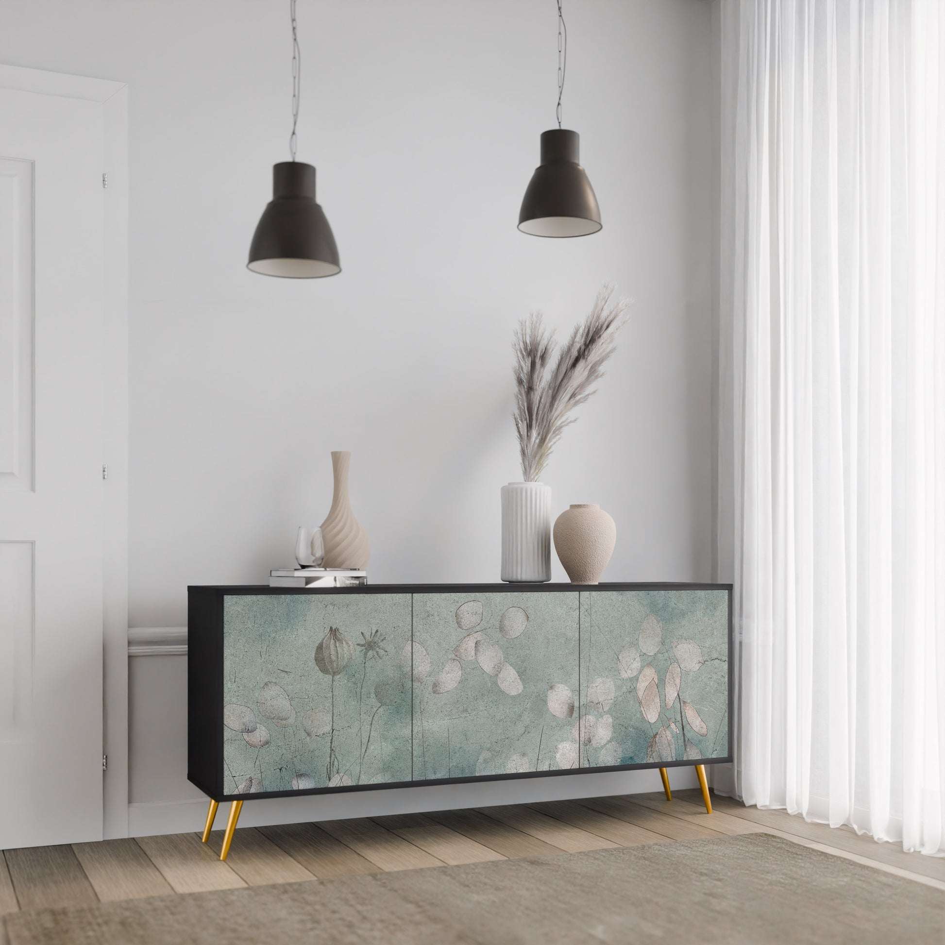 NIGHT LADY 3-Door Sideboard in Black Finish