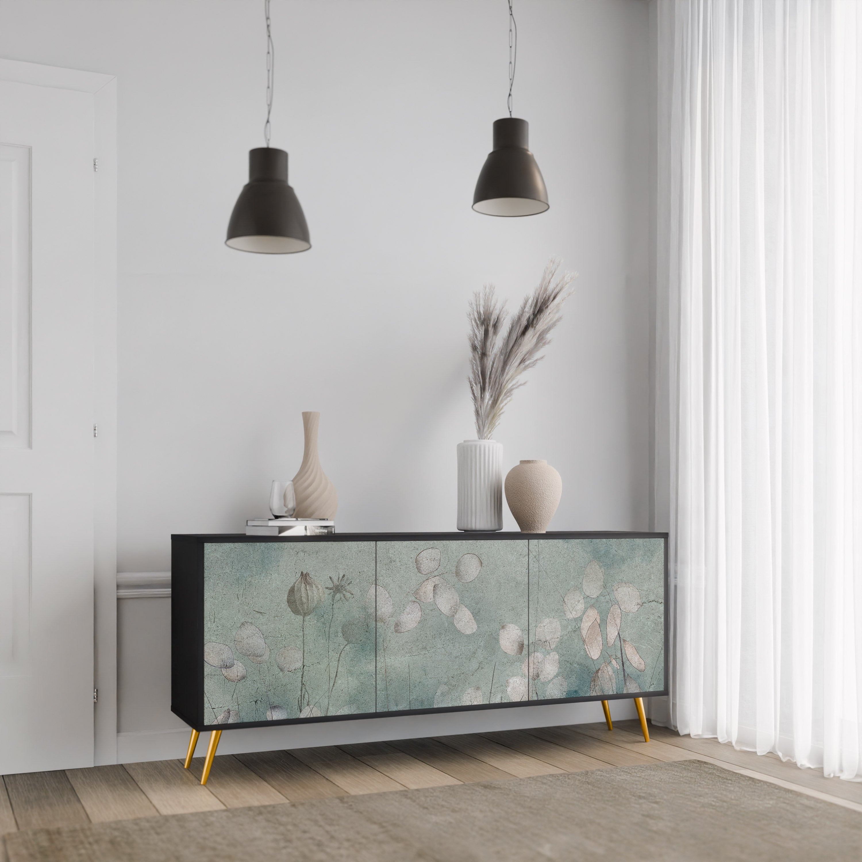 NIGHT LADY 3-Door Sideboard in Black Finish