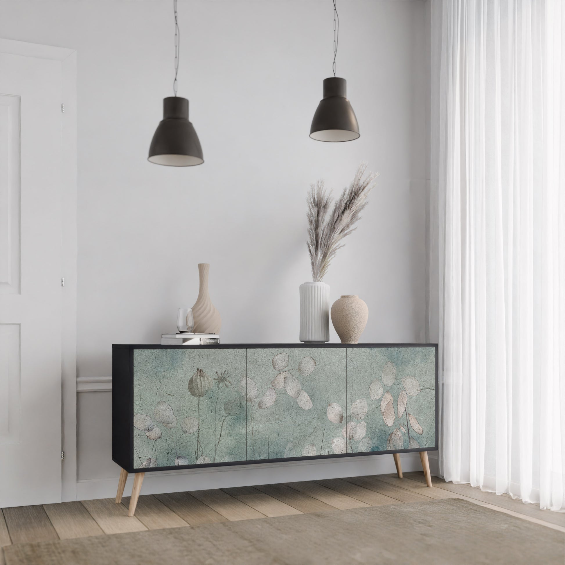 NIGHT LADY 3-Door Sideboard in Black Finish