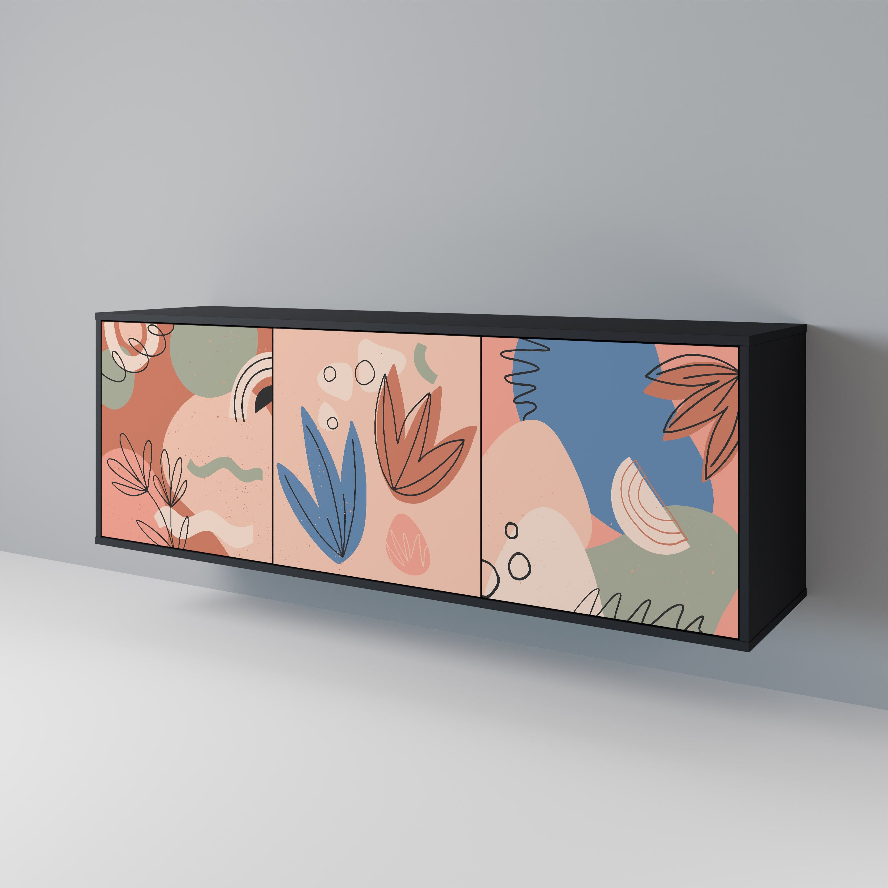 PASTEL DESTINY 3-Door Sideboard in Black Finish