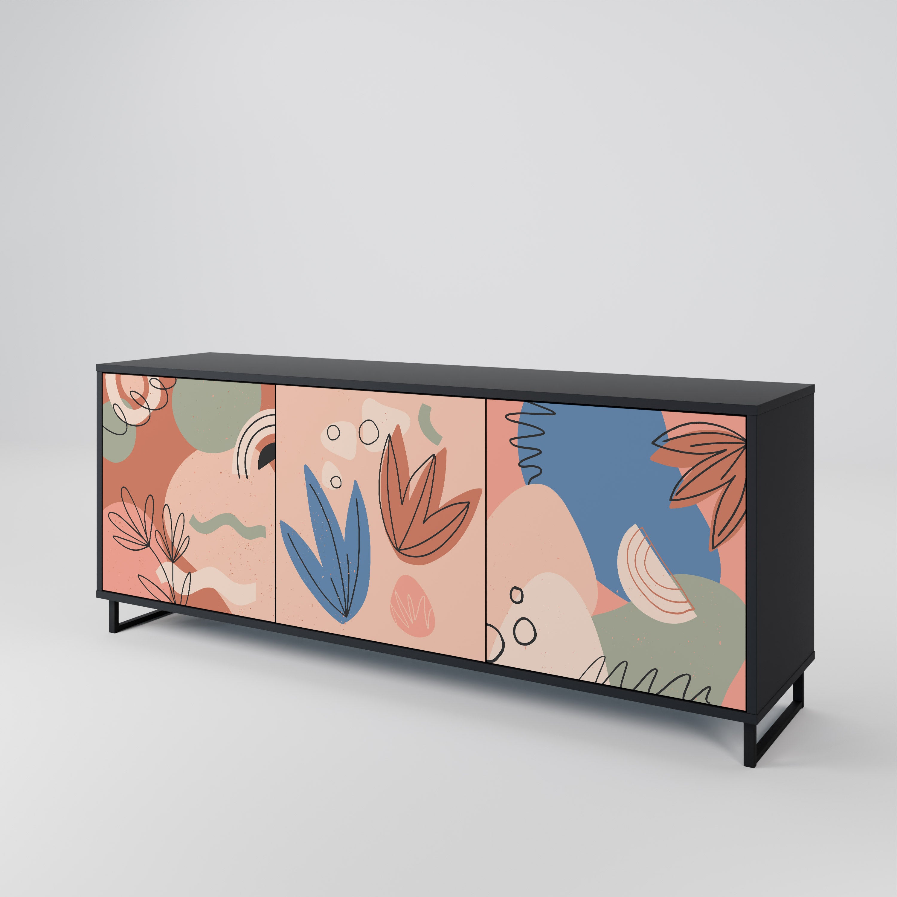 PASTEL DESTINY 3-Door Sideboard in Black Finish
