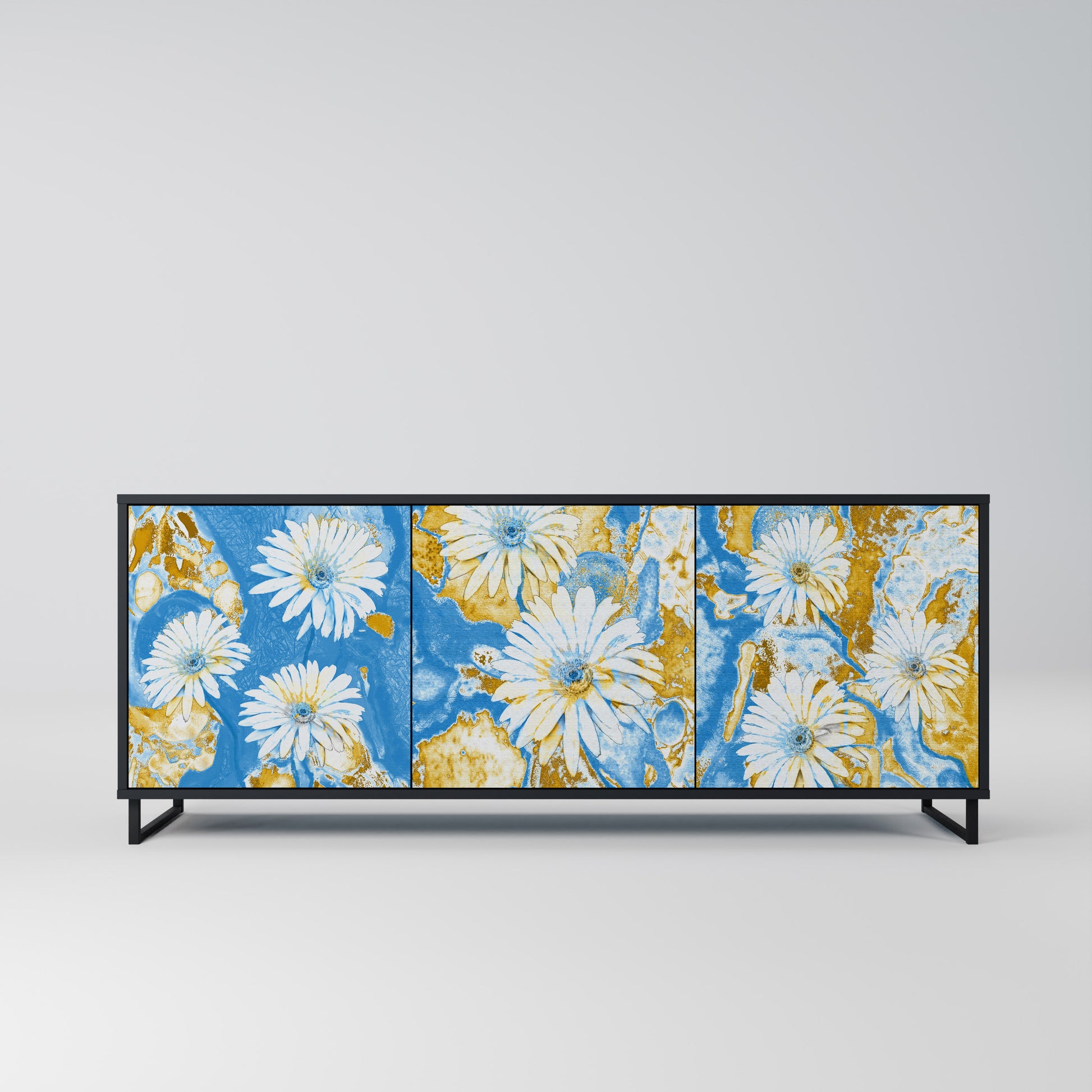 DAISY LUXE 3-Door Sideboard in Black Finish