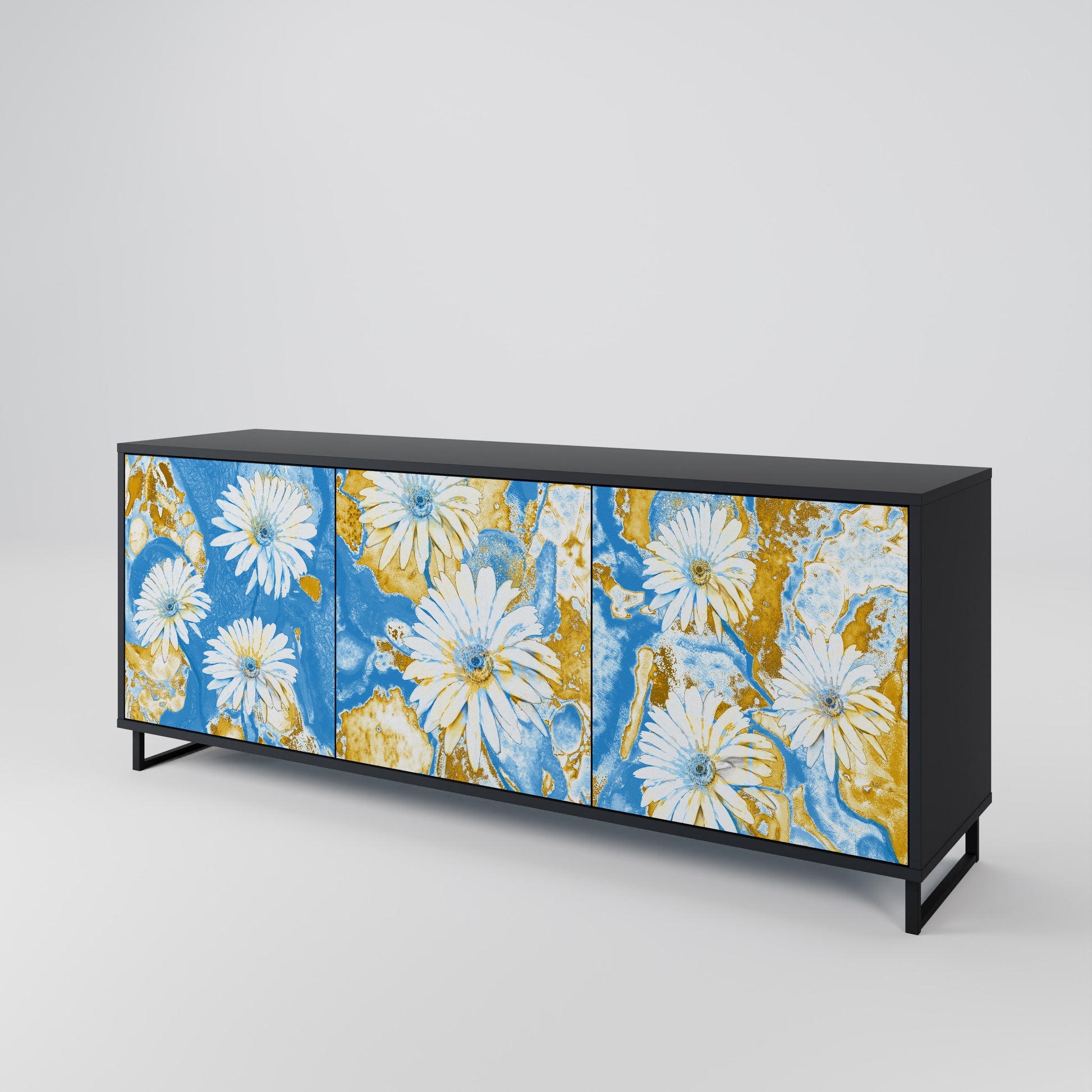 DAISY LUXE 3-Door Sideboard in Black Finish