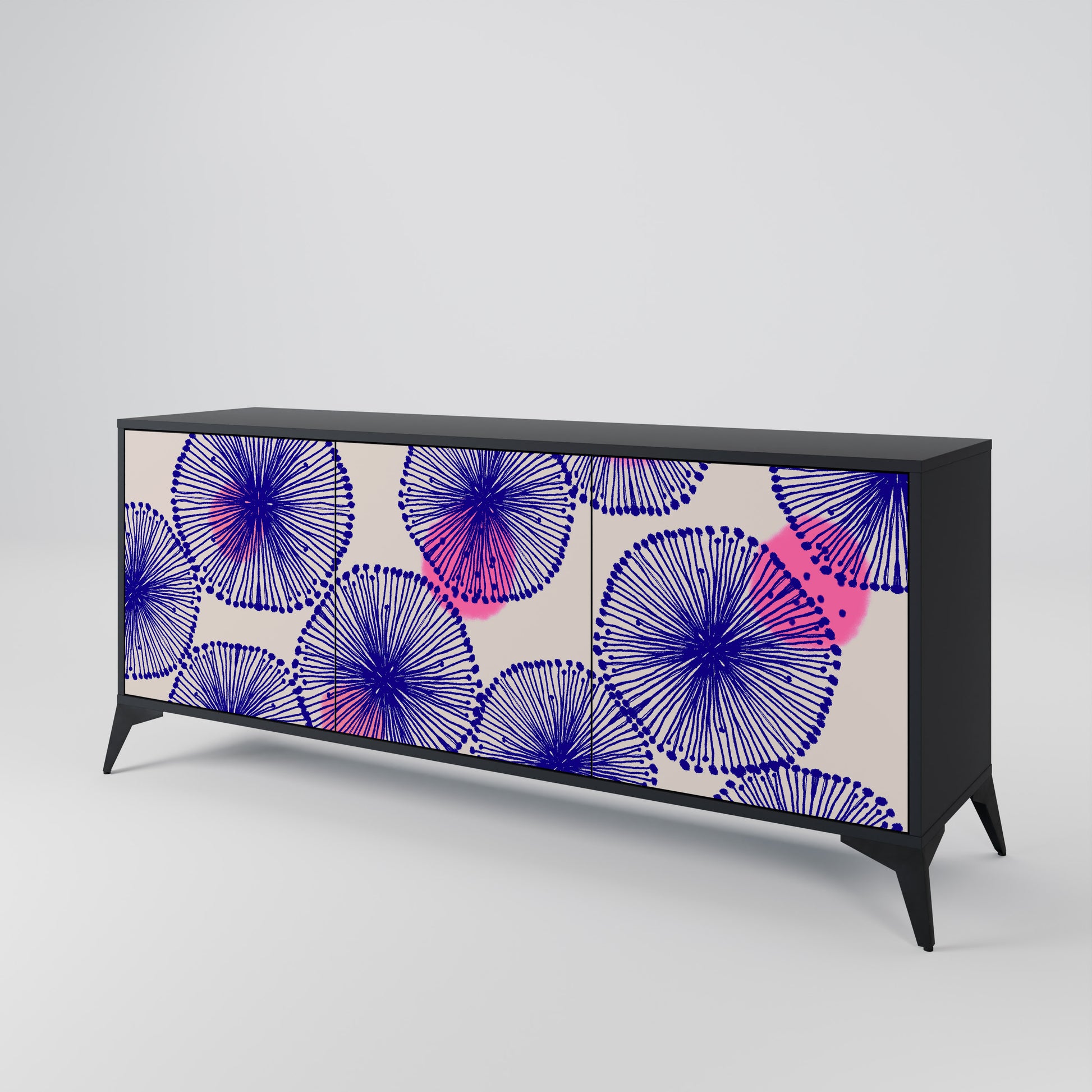 MAGIC NATURE 3-Door Sideboard in Black Finish