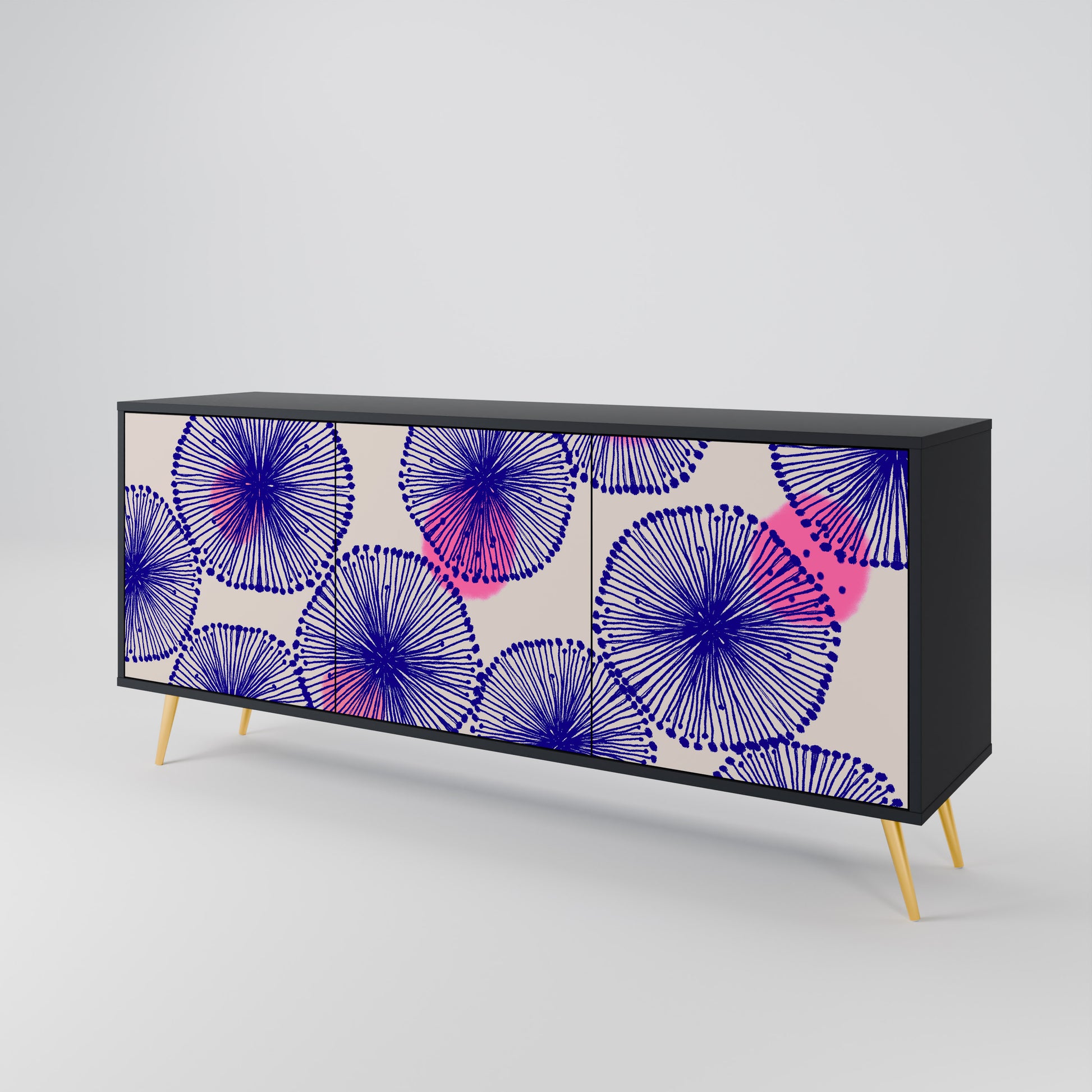 MAGIC NATURE 3-Door Sideboard in Black Finish