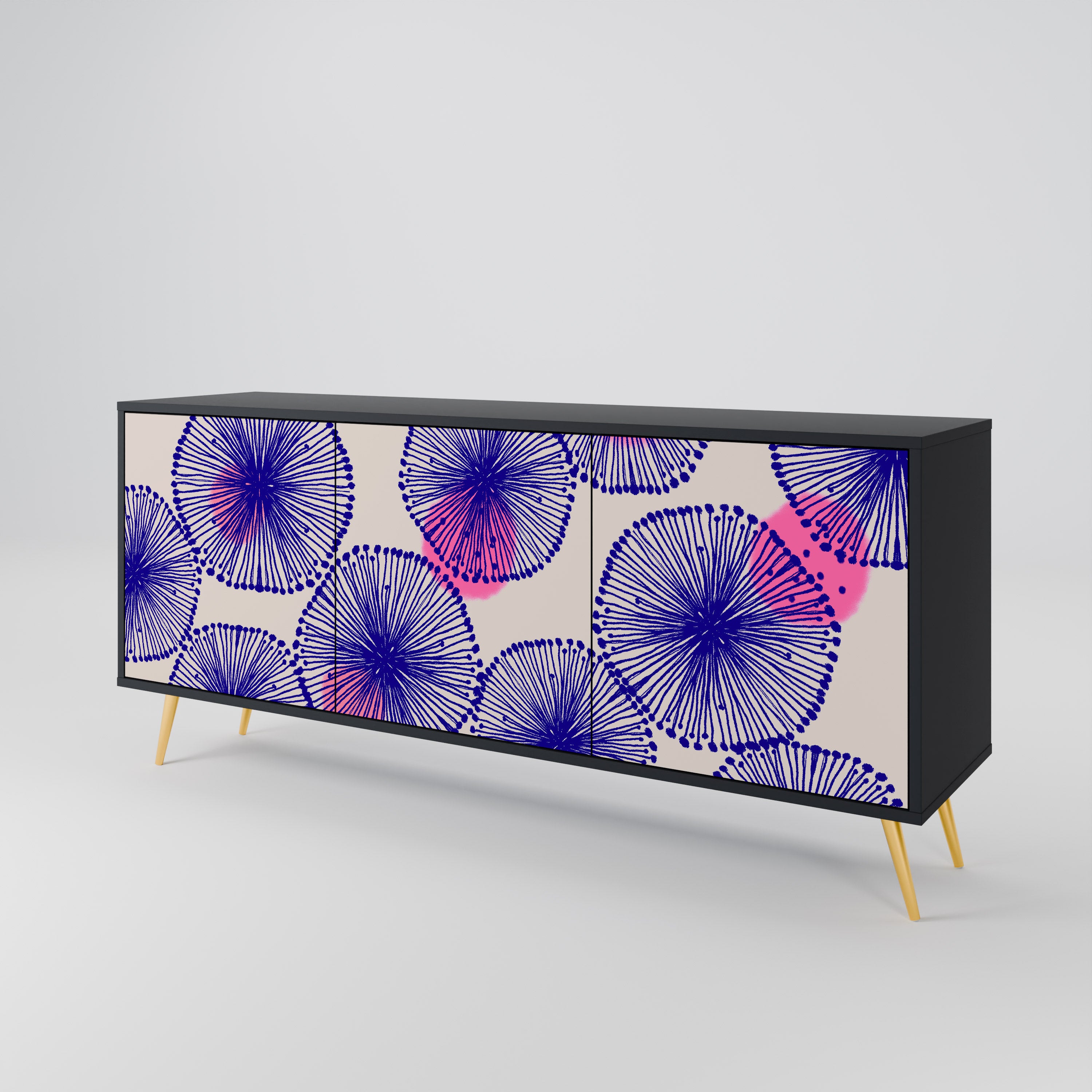 MAGIC NATURE 3-Door Sideboard in Black Finish