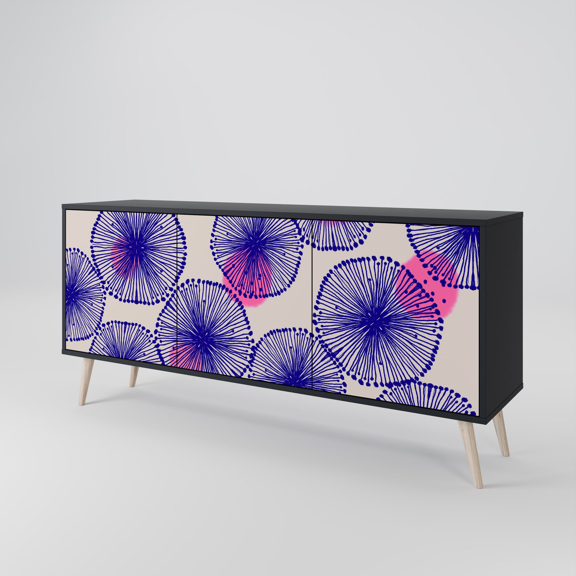 MAGIC NATURE 3-Door Sideboard in Black Finish