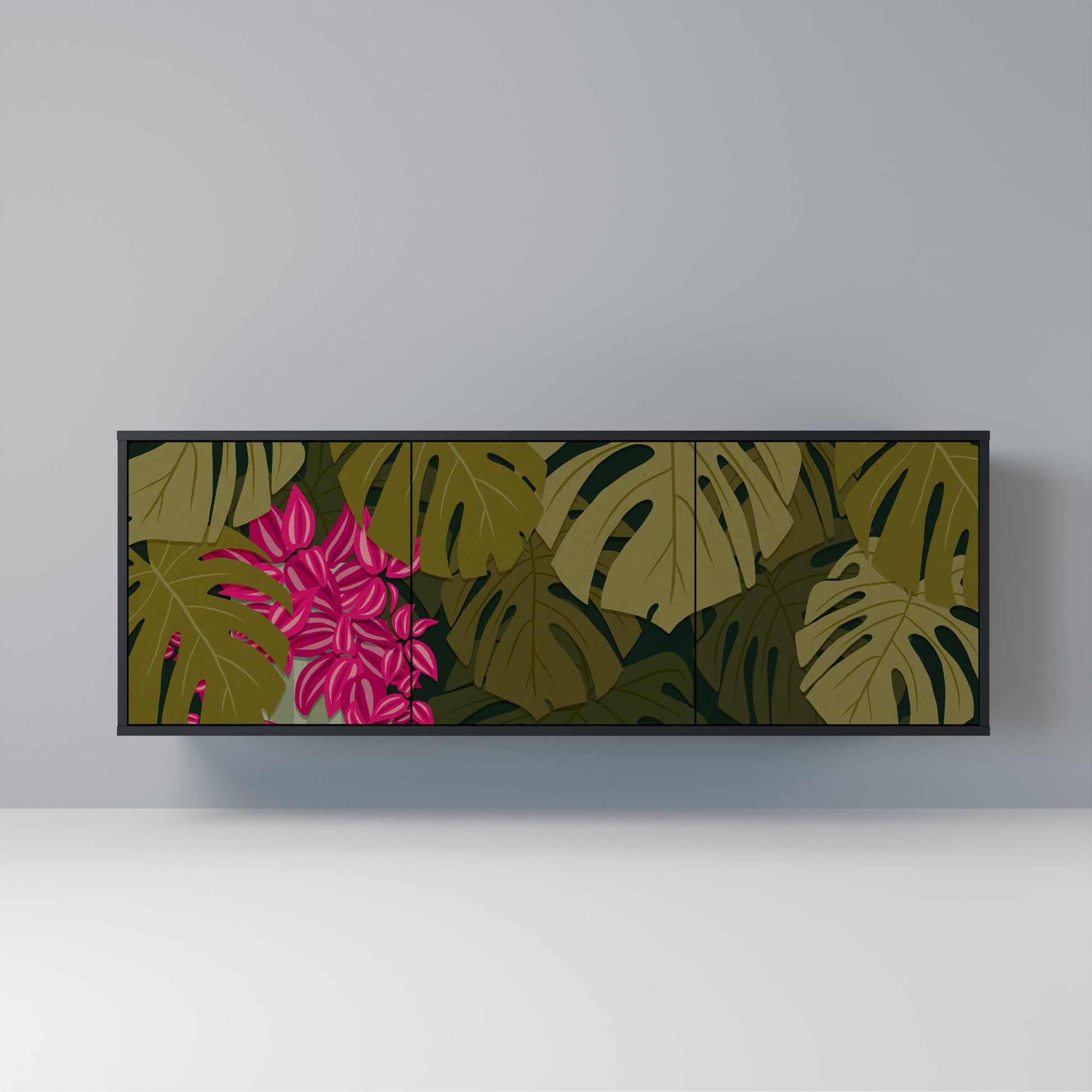 TROPICAL BEAUTY 3-Door Sideboard in Black Finish