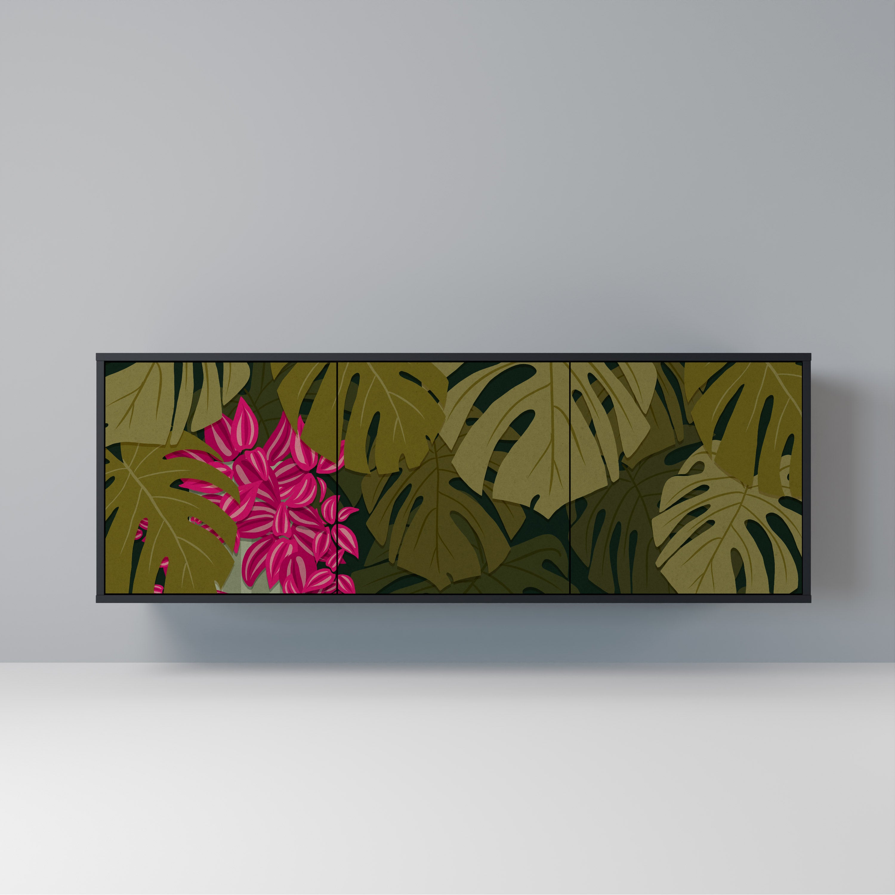 TROPICAL BEAUTY 3-Door Sideboard in Black Finish