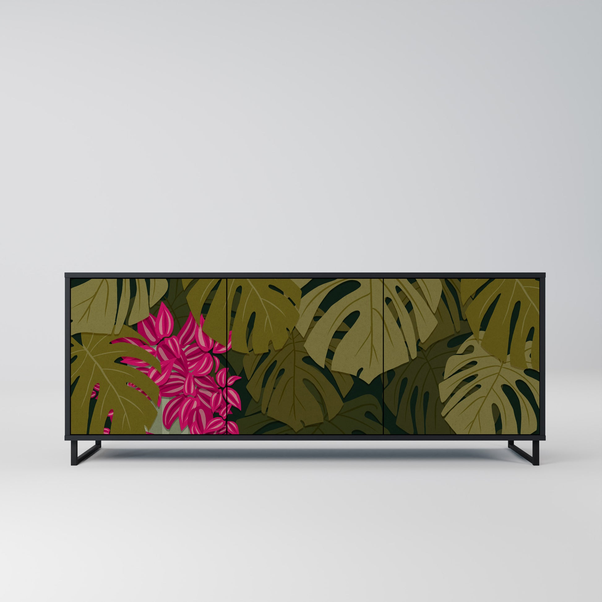 TROPICAL BEAUTY 3-Door Sideboard in Black Finish