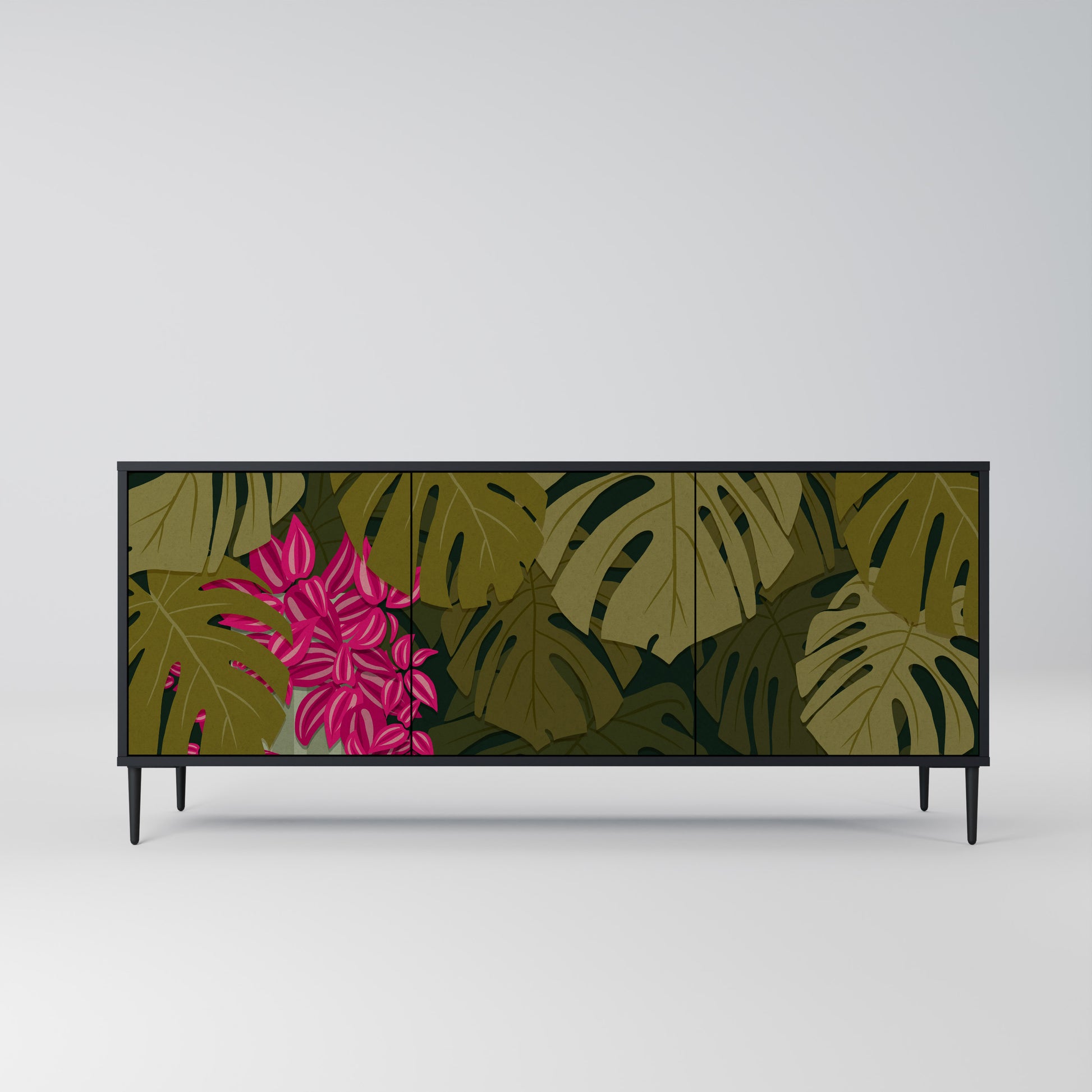 TROPICAL BEAUTY 3-Door Sideboard in Black Finish