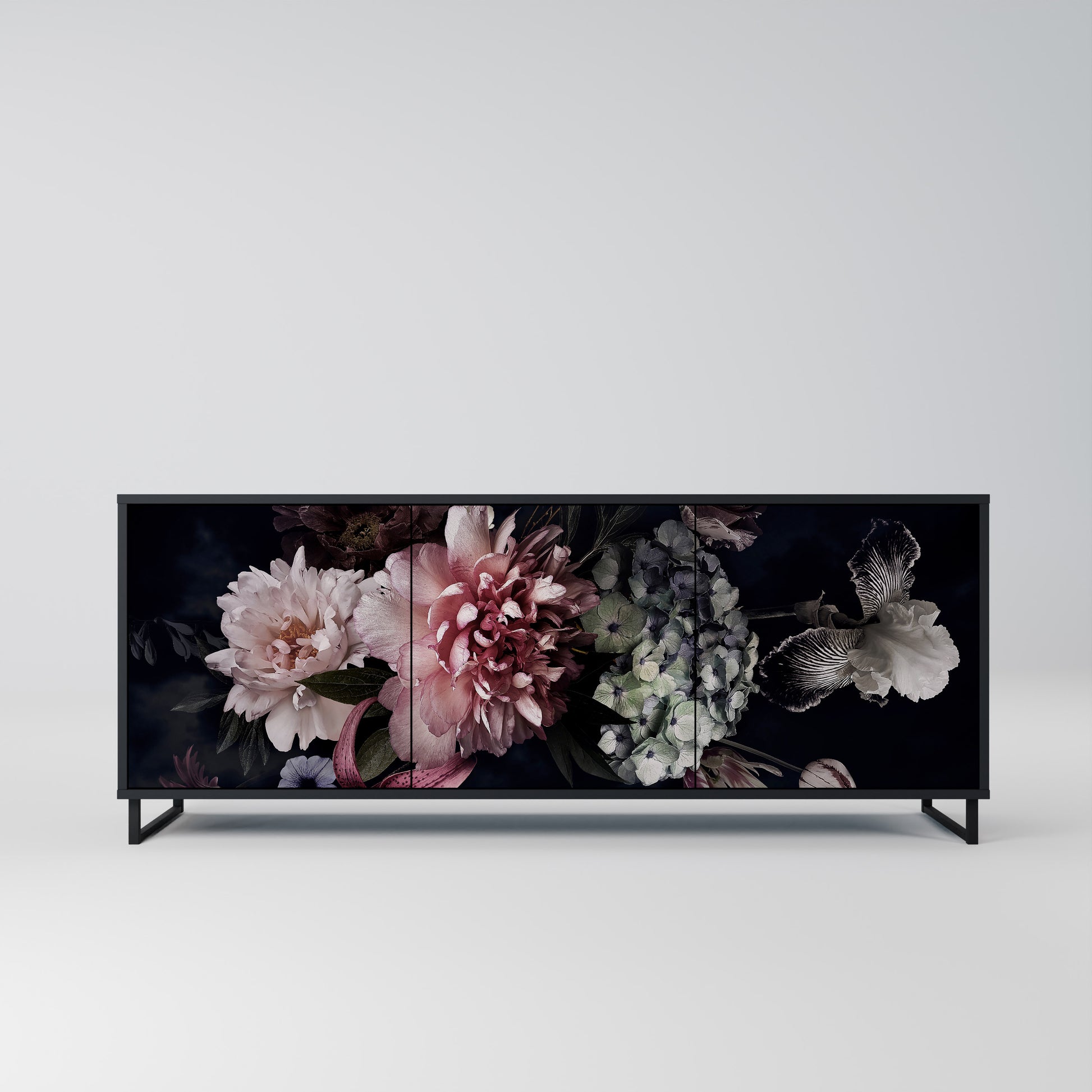 PURE BLOSSOM 3-Door Sideboard in Black Finish
