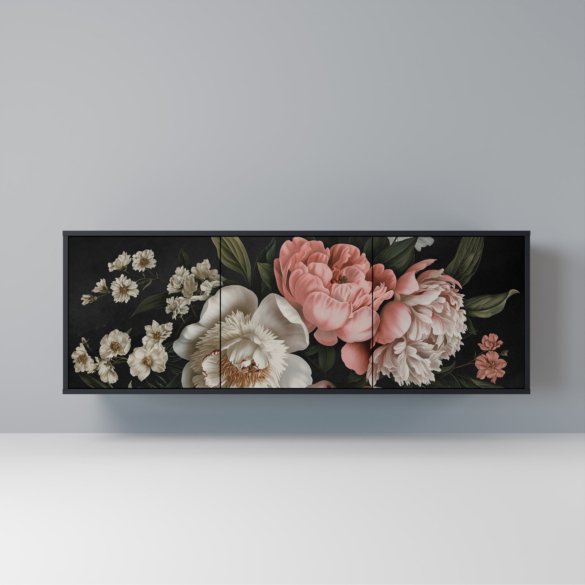 LUSH ELEGANCE 3-Door Sideboard in Black Finish