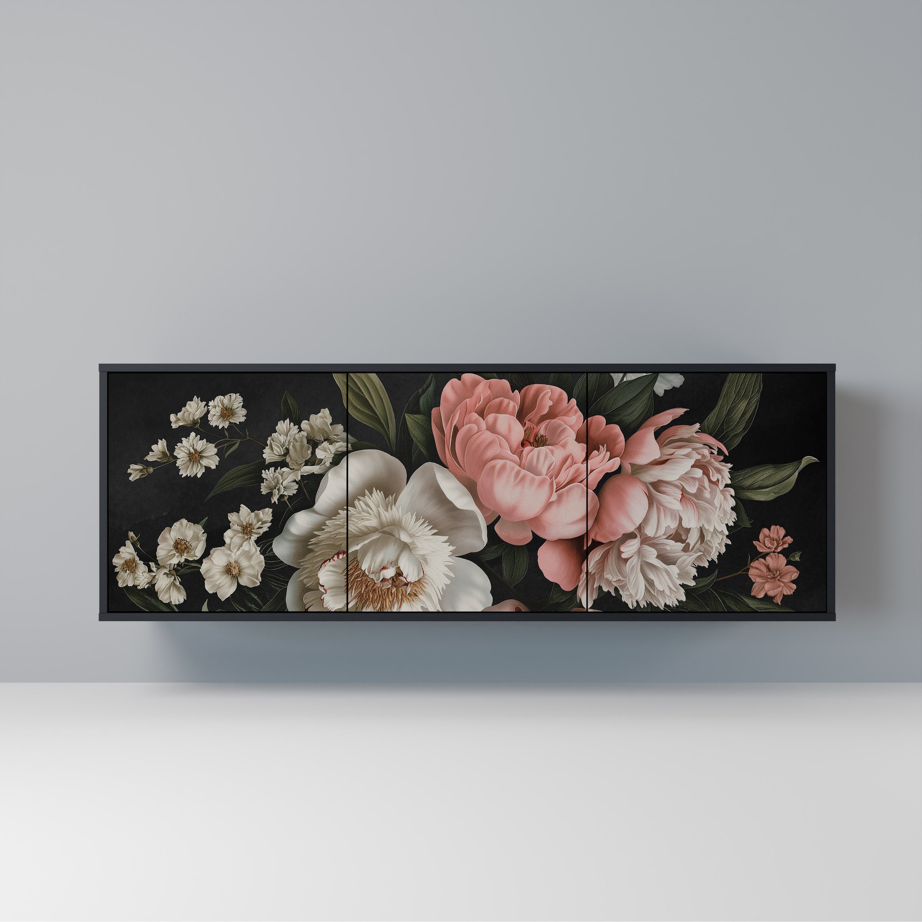 LUSH ELEGANCE 3-Door Sideboard in Black Finish