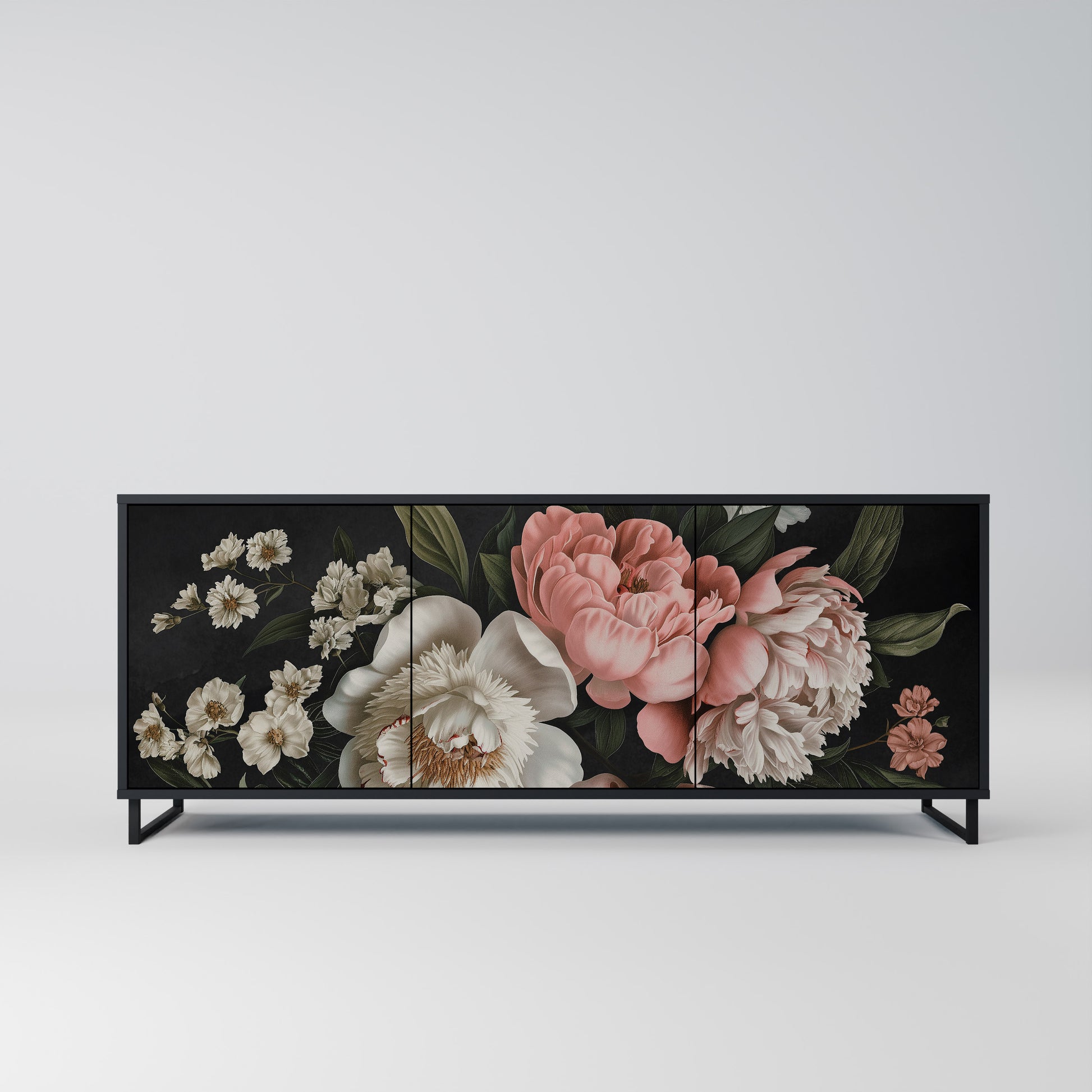 LUSH ELEGANCE 3-Door Sideboard in Black Finish