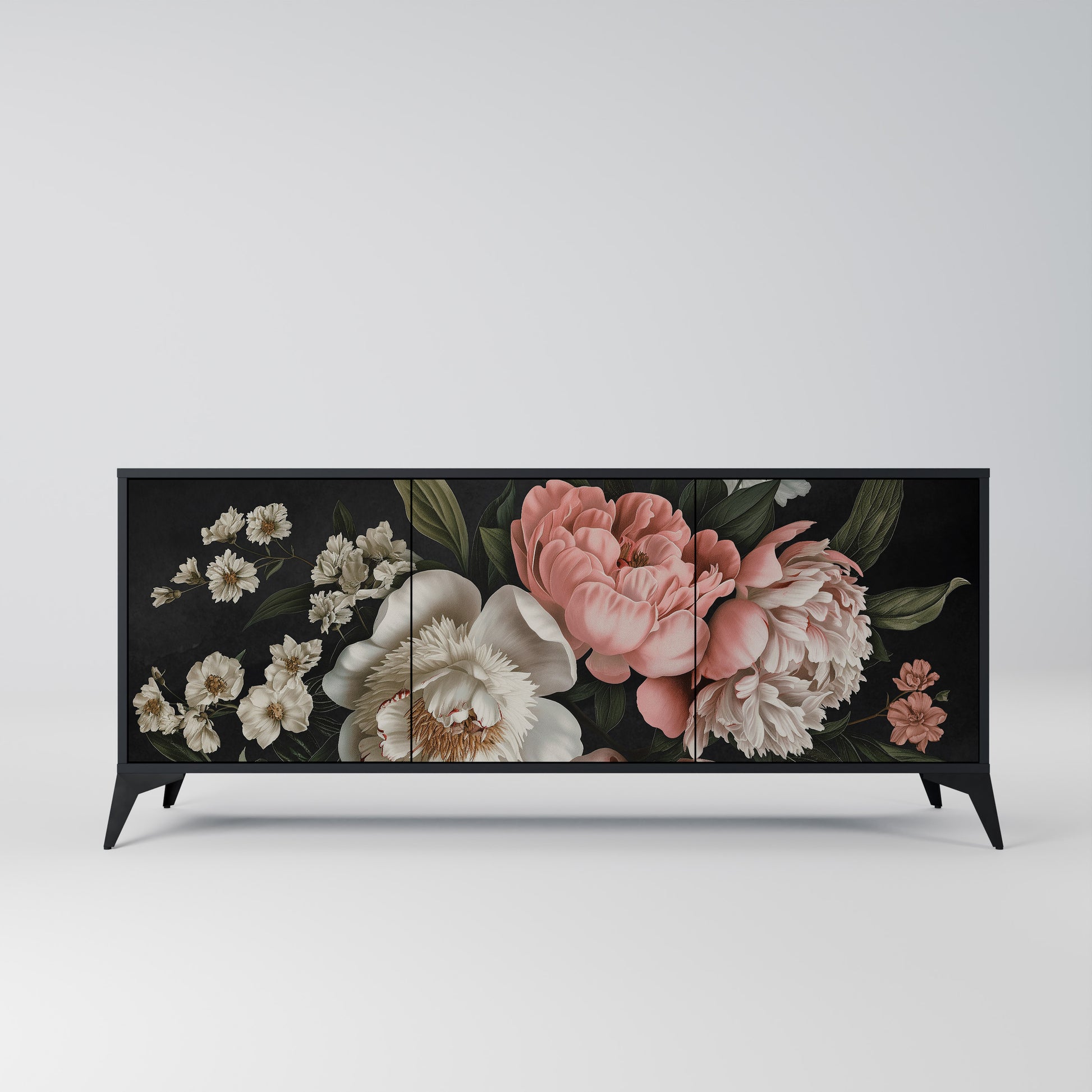 LUSH ELEGANCE 3-Door Sideboard in Black Finish