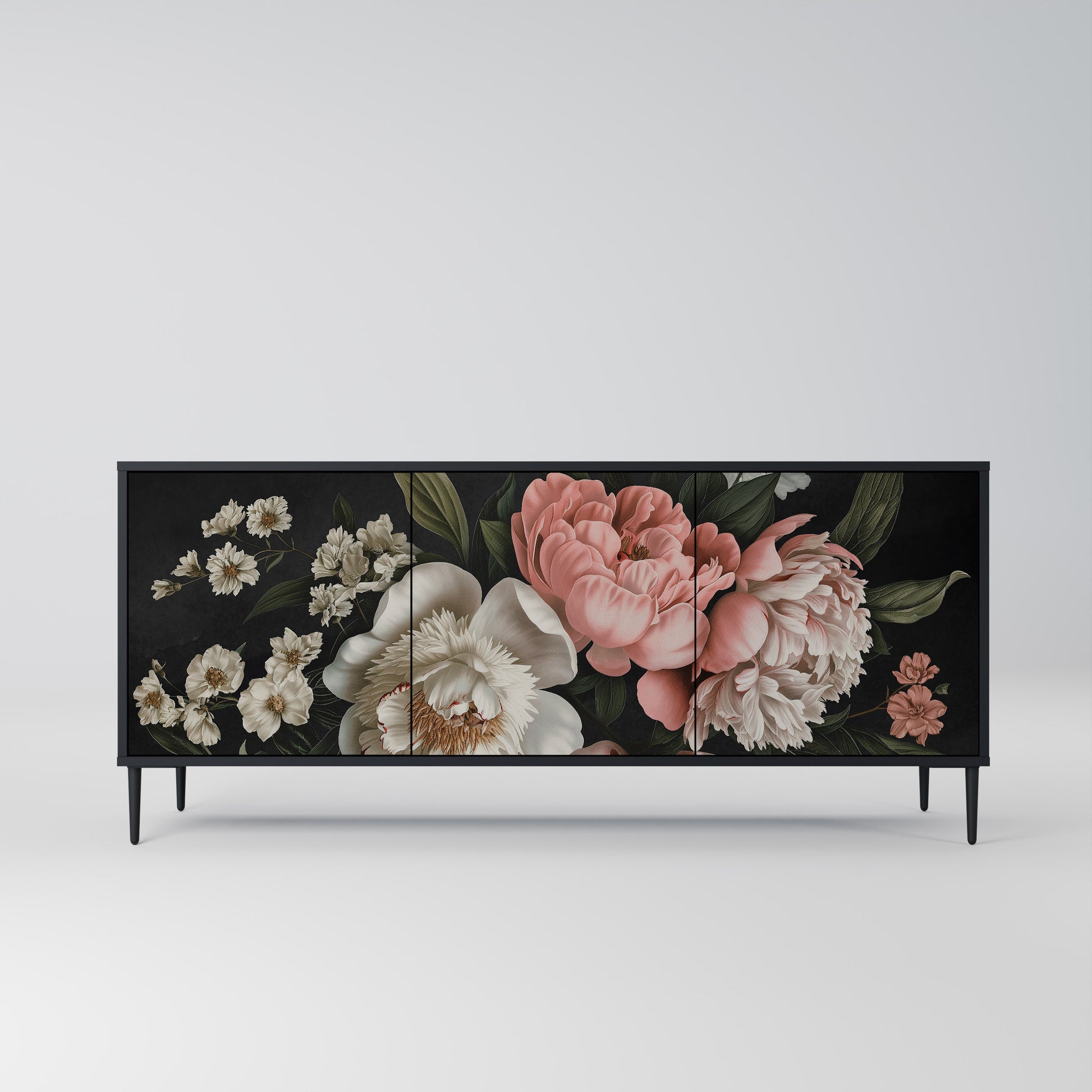 LUSH ELEGANCE 3-Door Sideboard in Black Finish