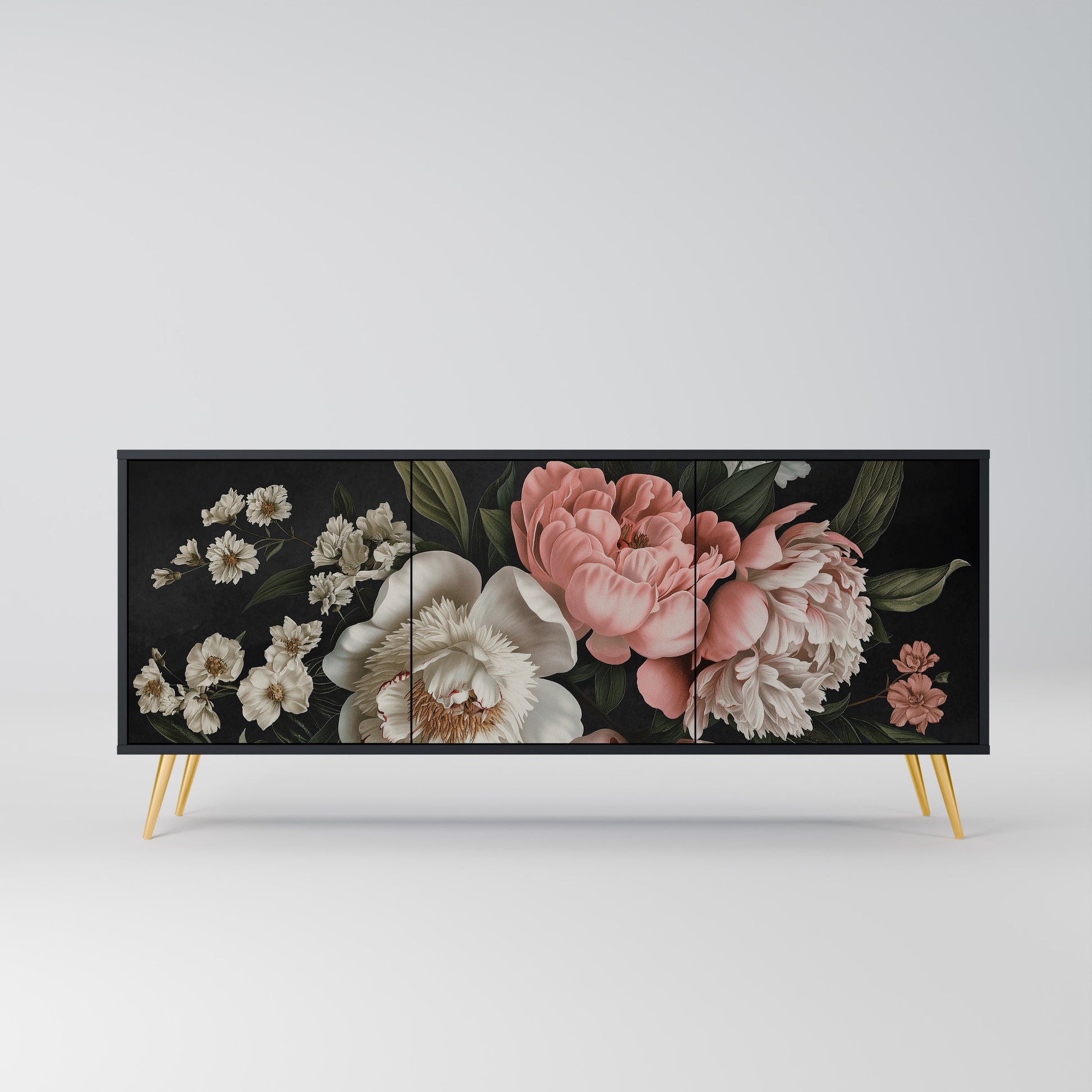 LUSH ELEGANCE 3-Door Sideboard in Black Finish