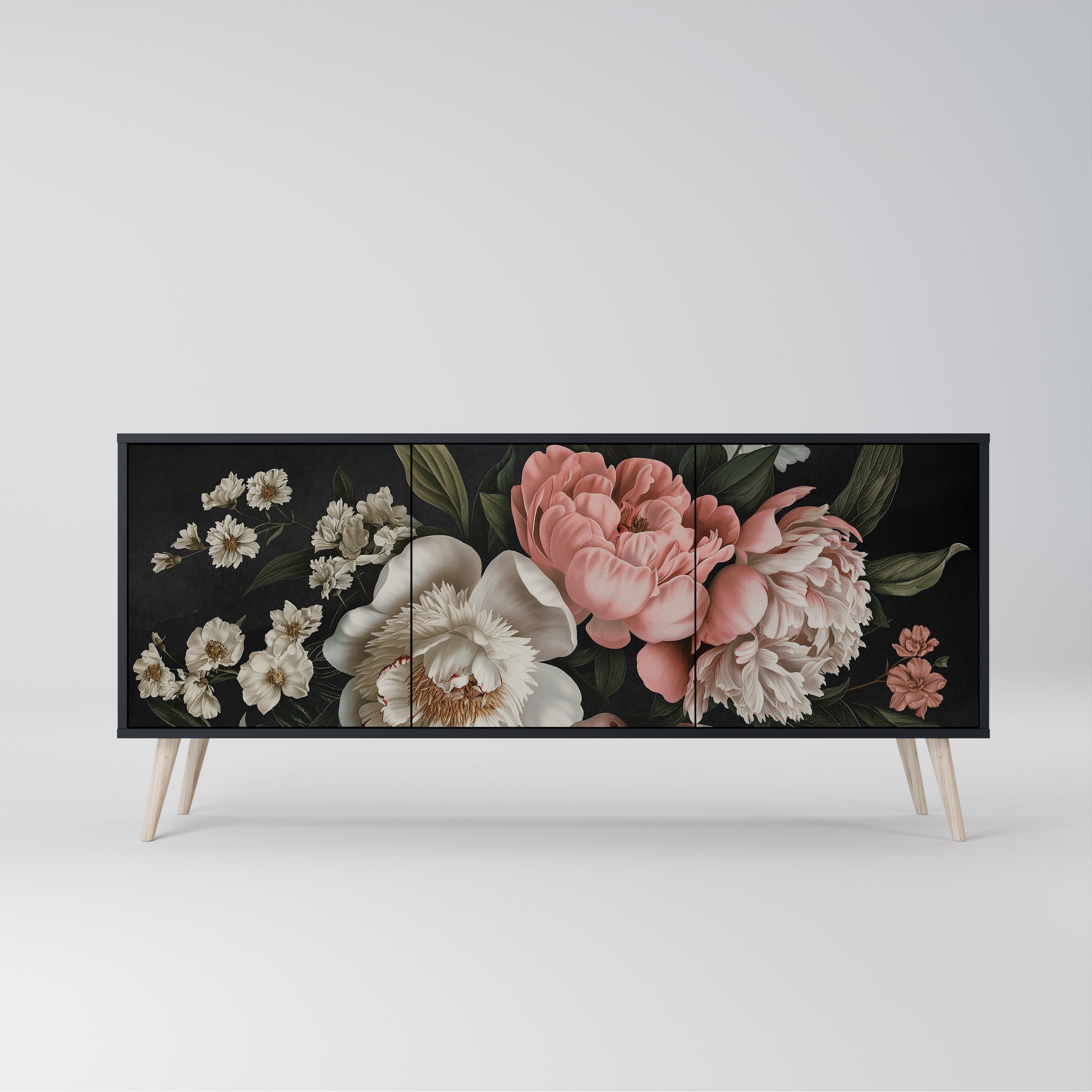 LUSH ELEGANCE 3-Door Sideboard in Black Finish