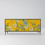 Aparador YELLOW CHINOISERIE de 3 puertas con acabado negro