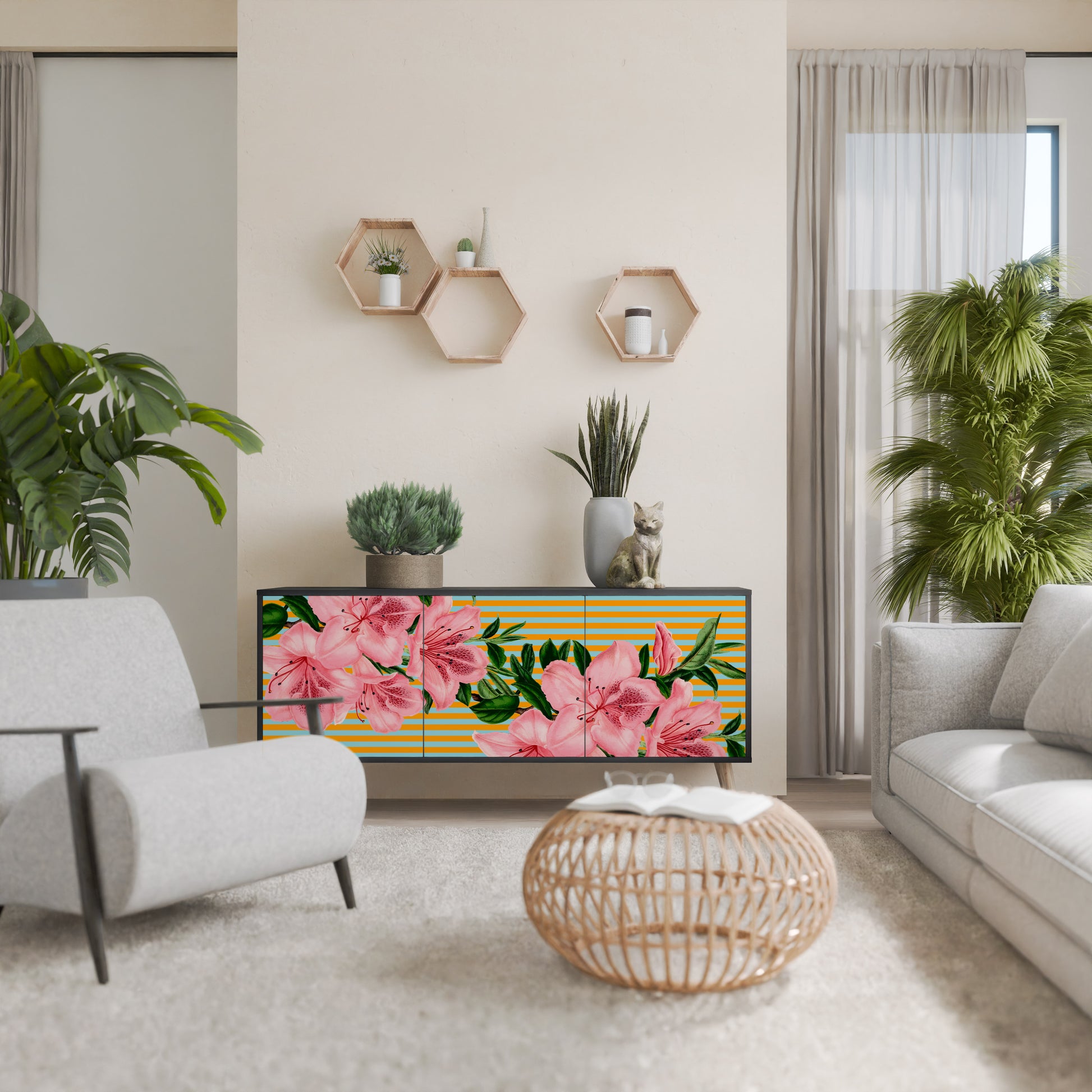 FRAGILE BEAUTY 3-Door Sideboard in Black Finish