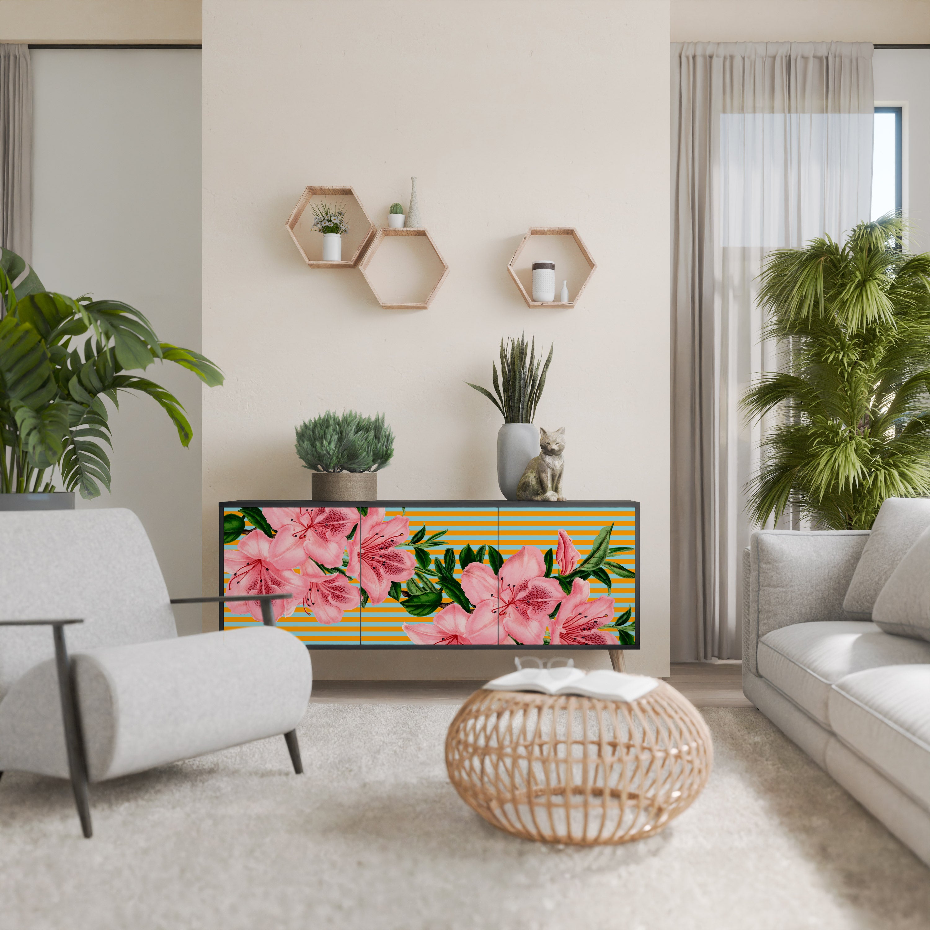 FRAGILE BEAUTY 3-Door Sideboard in Black Finish