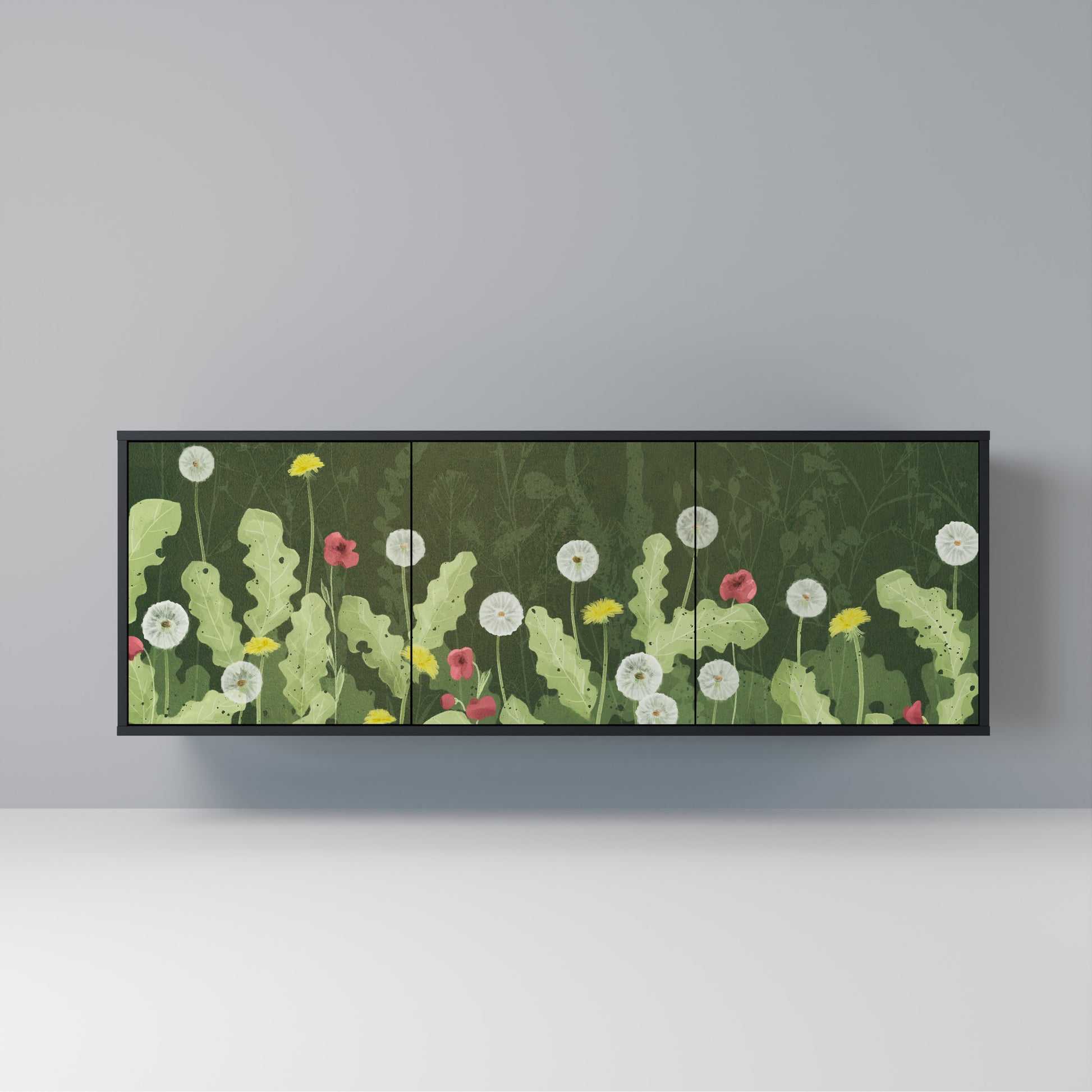 DANDELION AMUSE 3-Door Sideboard in Black Finish