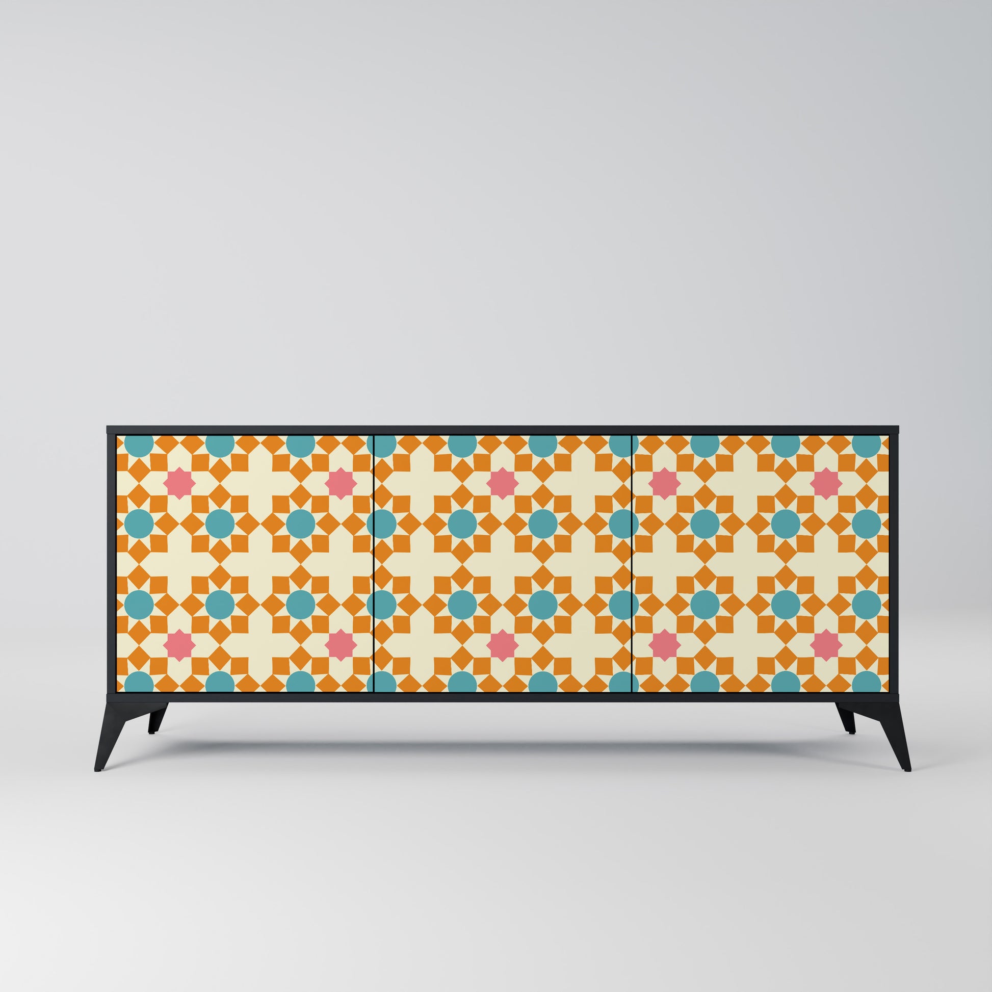 FLORAL DECOR 3-Door Sideboard in Black Finish