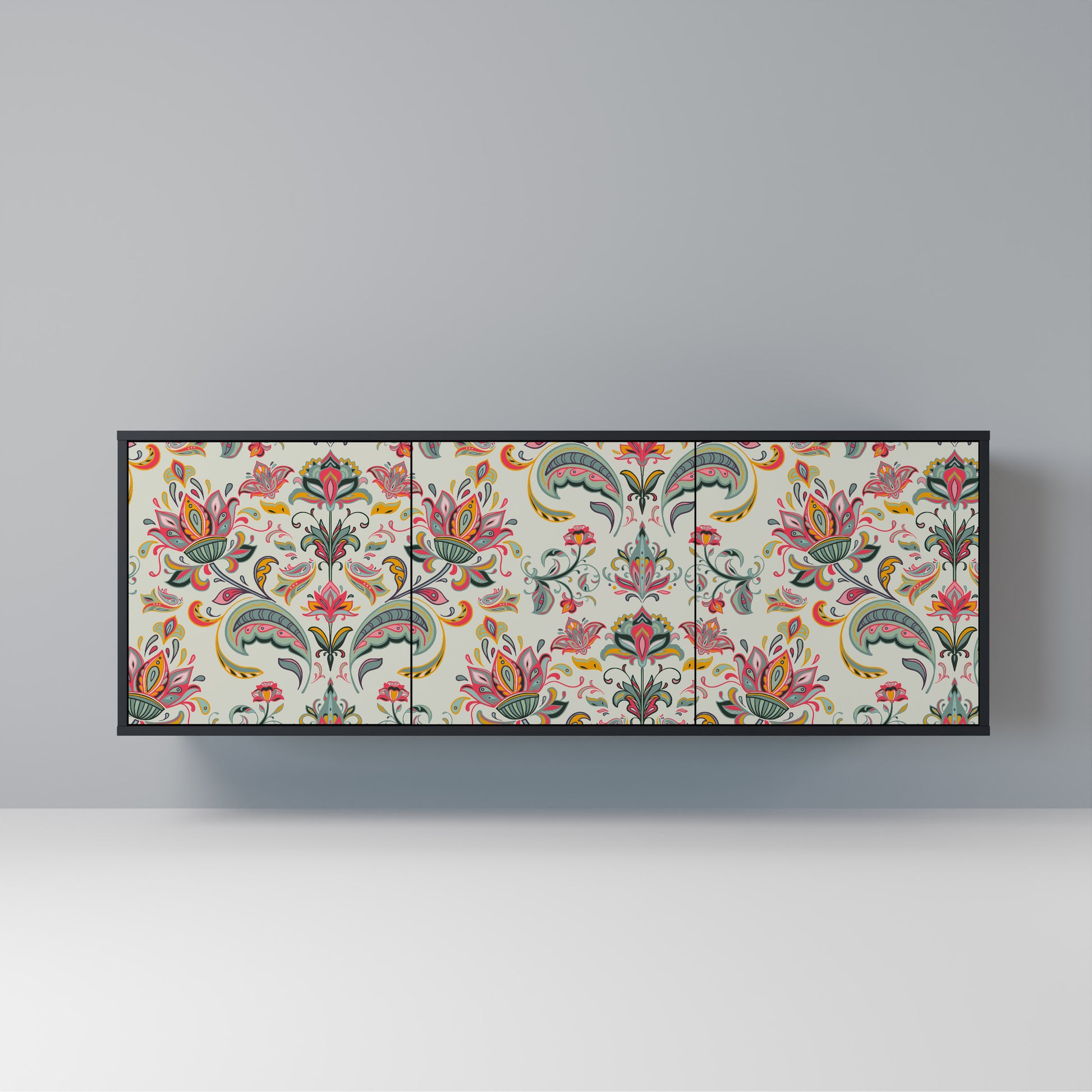 ORGANIC FOLKLORE 3-Door Sideboard in Black Finish