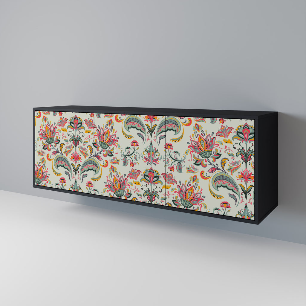 ORGANIC FOLKLORE 3-Door Sideboard in Black Finish